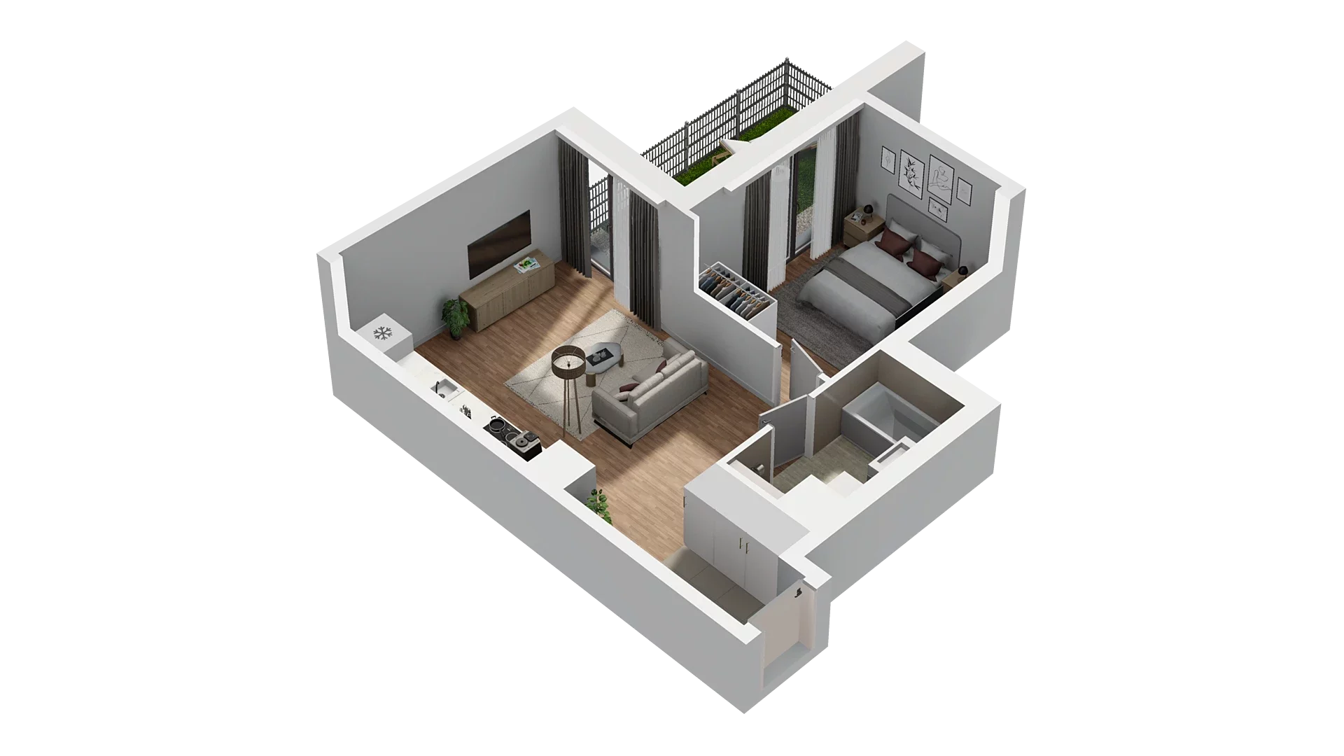 2 pokoje, mieszkanie 40,21 m², parter, oferta nr A1.0.06, Zakole Wisły, Kraków, Podgórze, ul. Na Zakolu Wisły