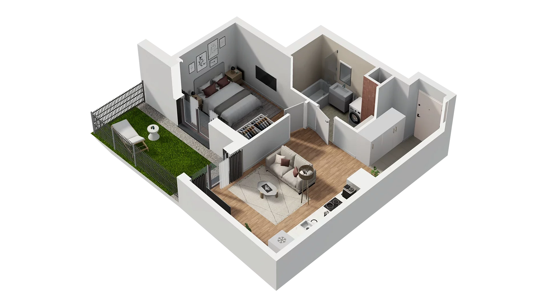 2 pokoje, mieszkanie 40,21 m², parter, oferta nr A1.0.06, Zakole Wisły, Kraków, Podgórze, ul. Na Zakolu Wisły