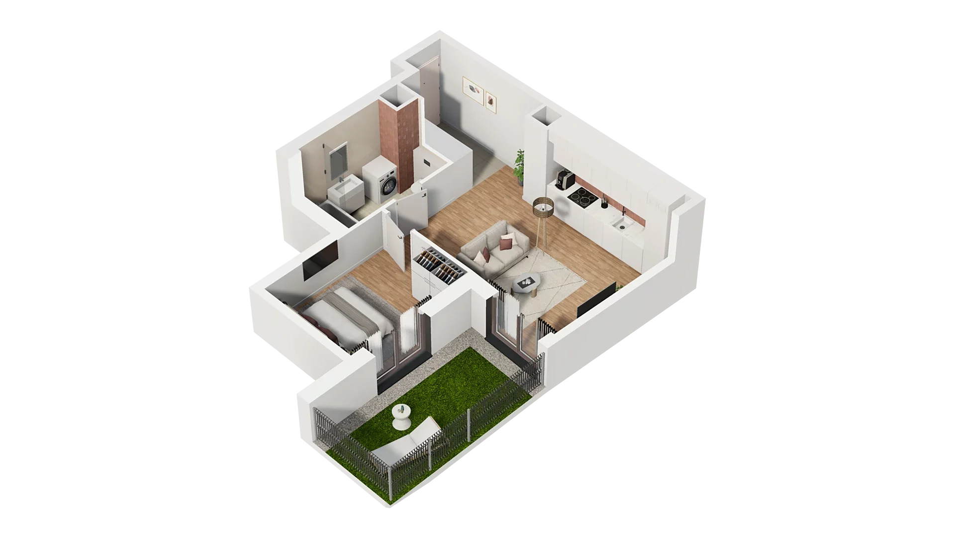2 pokoje, mieszkanie 40,21 m², parter, oferta nr A1.0.06, Zakole Wisły, Kraków, Podgórze, ul. Na Zakolu Wisły