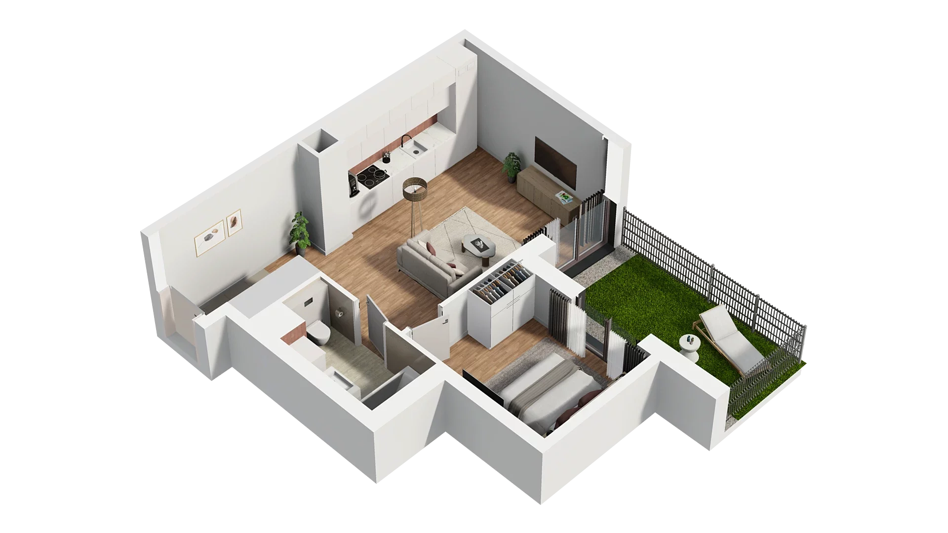2 pokoje, mieszkanie 40,21 m², parter, oferta nr A1.0.06, Zakole Wisły, Kraków, Podgórze, ul. Na Zakolu Wisły