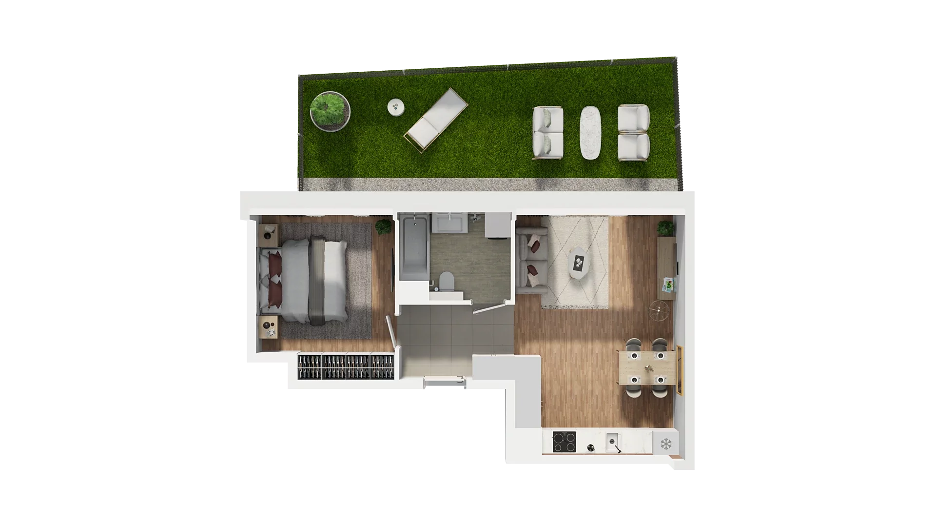 2 pokoje, mieszkanie 43,73 m², piętro 2, oferta nr A5.2.40, Zakole Wisły, Kraków, Podgórze, ul. Na Zakolu Wisły