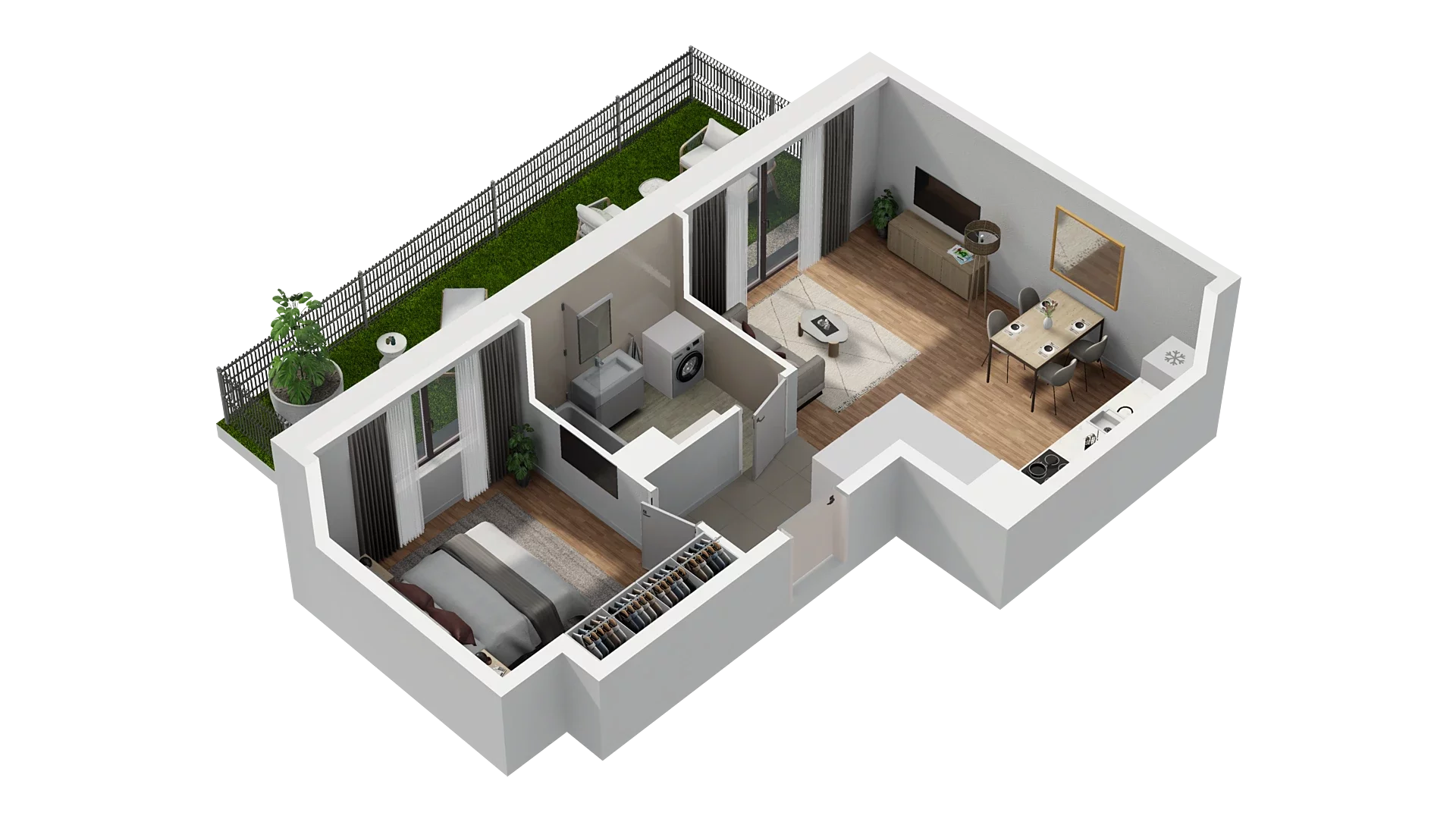 2 pokoje, mieszkanie 43,73 m², piętro 2, oferta nr A5.2.40, Zakole Wisły, Kraków, Podgórze, ul. Na Zakolu Wisły