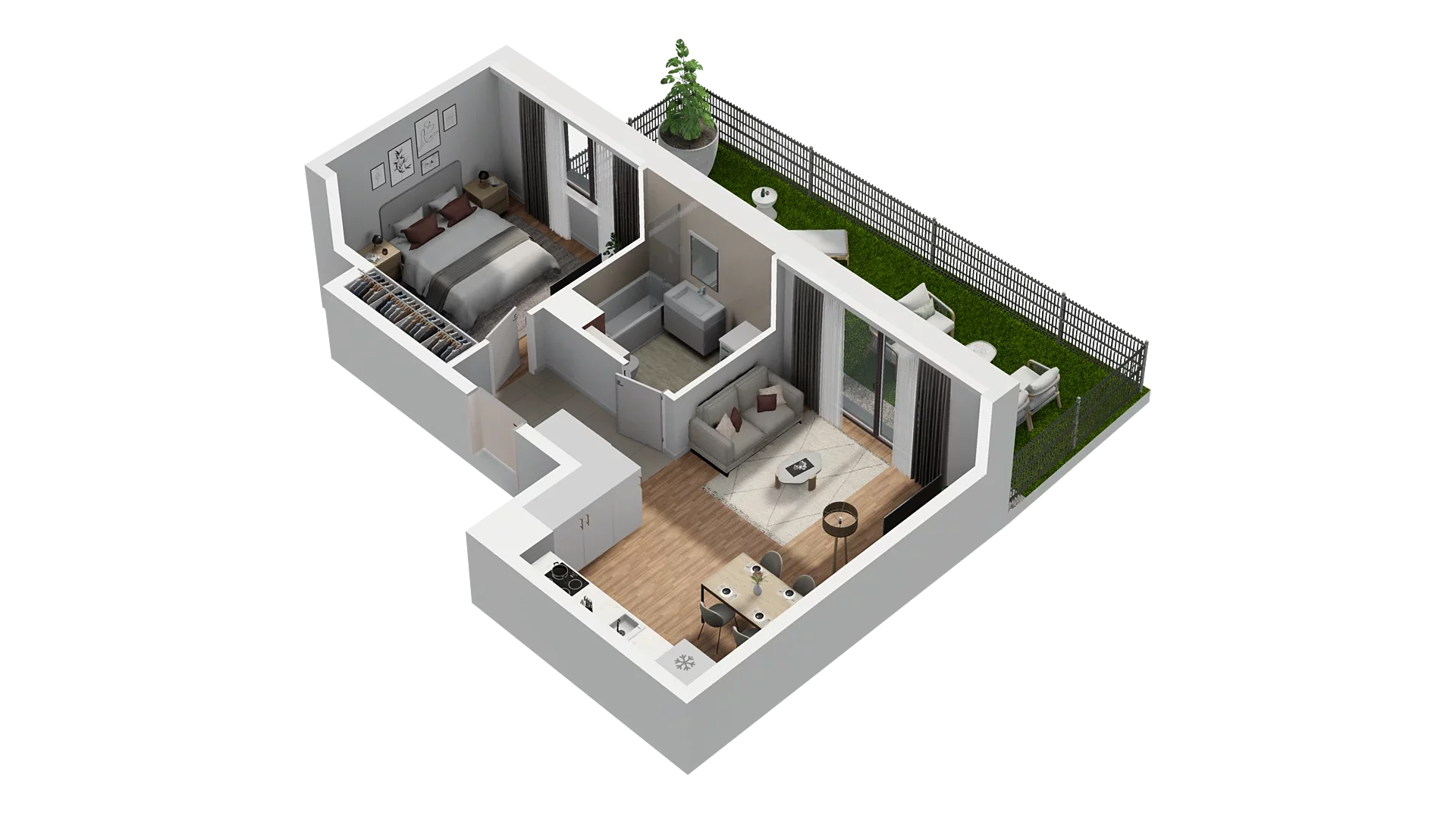 2 pokoje, mieszkanie 43,73 m², piętro 2, oferta nr A5.2.40, Zakole Wisły, Kraków, Podgórze, ul. Na Zakolu Wisły