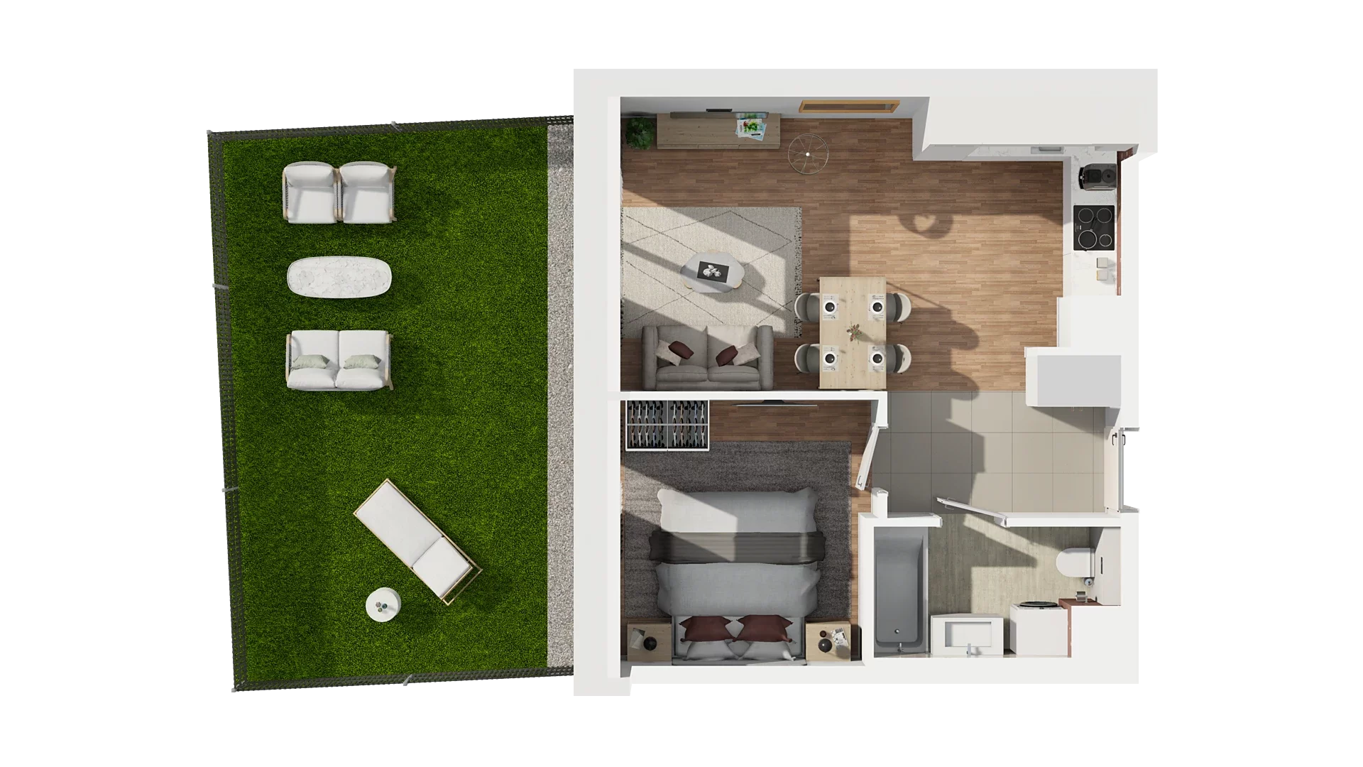 2 pokoje, mieszkanie 40,21 m², piętro 1, oferta nr A1.1.13, Zakole Wisły, Kraków, Podgórze, ul. Na Zakolu Wisły