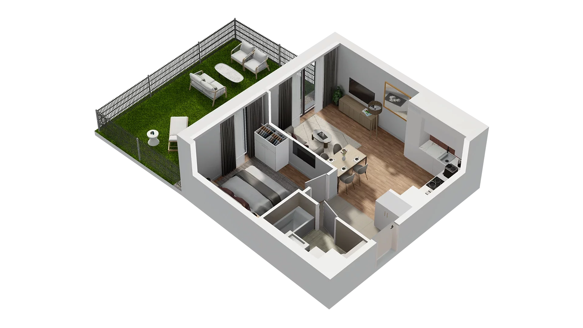 2 pokoje, mieszkanie 40,21 m², piętro 1, oferta nr A1.1.13, Zakole Wisły, Kraków, Podgórze, ul. Na Zakolu Wisły