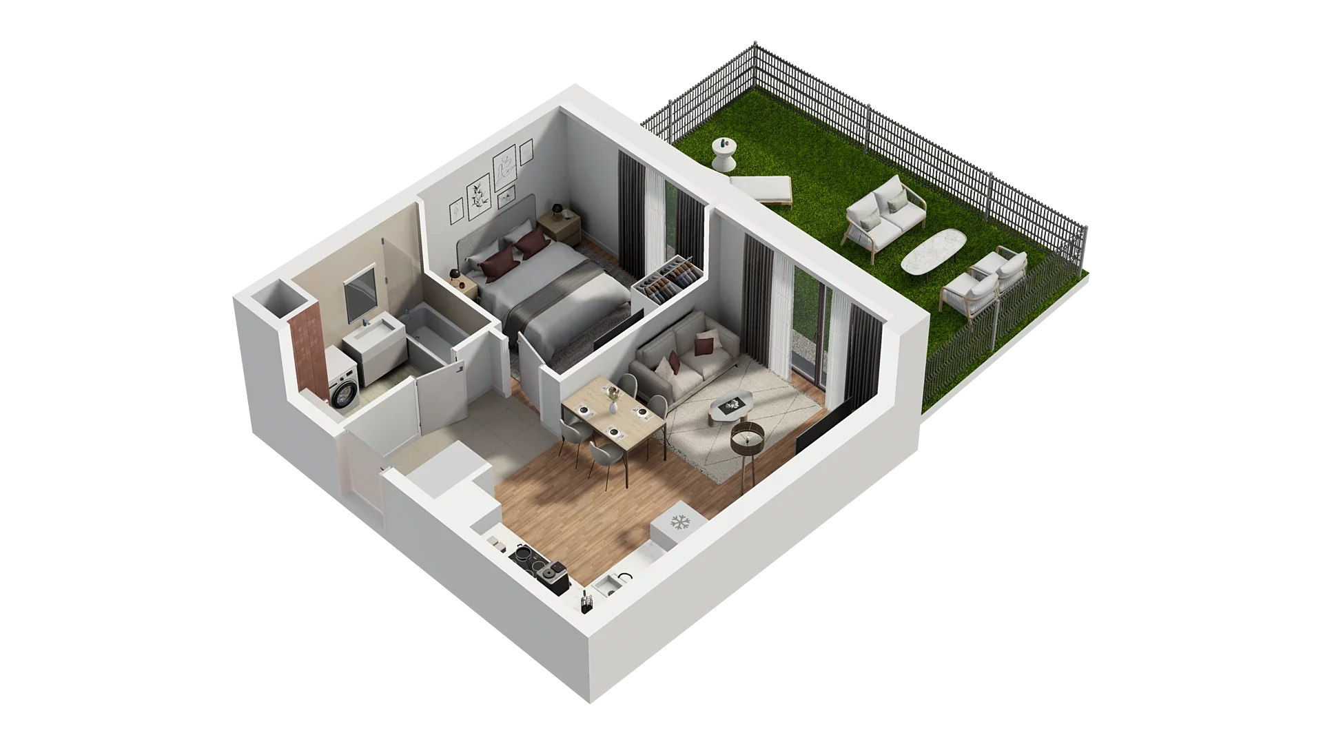 2 pokoje, mieszkanie 40,21 m², piętro 1, oferta nr A1.1.13, Zakole Wisły, Kraków, Podgórze, ul. Na Zakolu Wisły