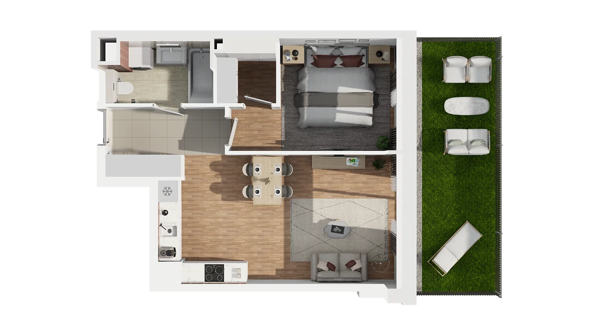 2 pokoje, mieszkanie 48,38 m², parter, oferta nr A4.0.03, Zakole Wisły, Kraków, Podgórze, ul. Na Zakolu Wisły