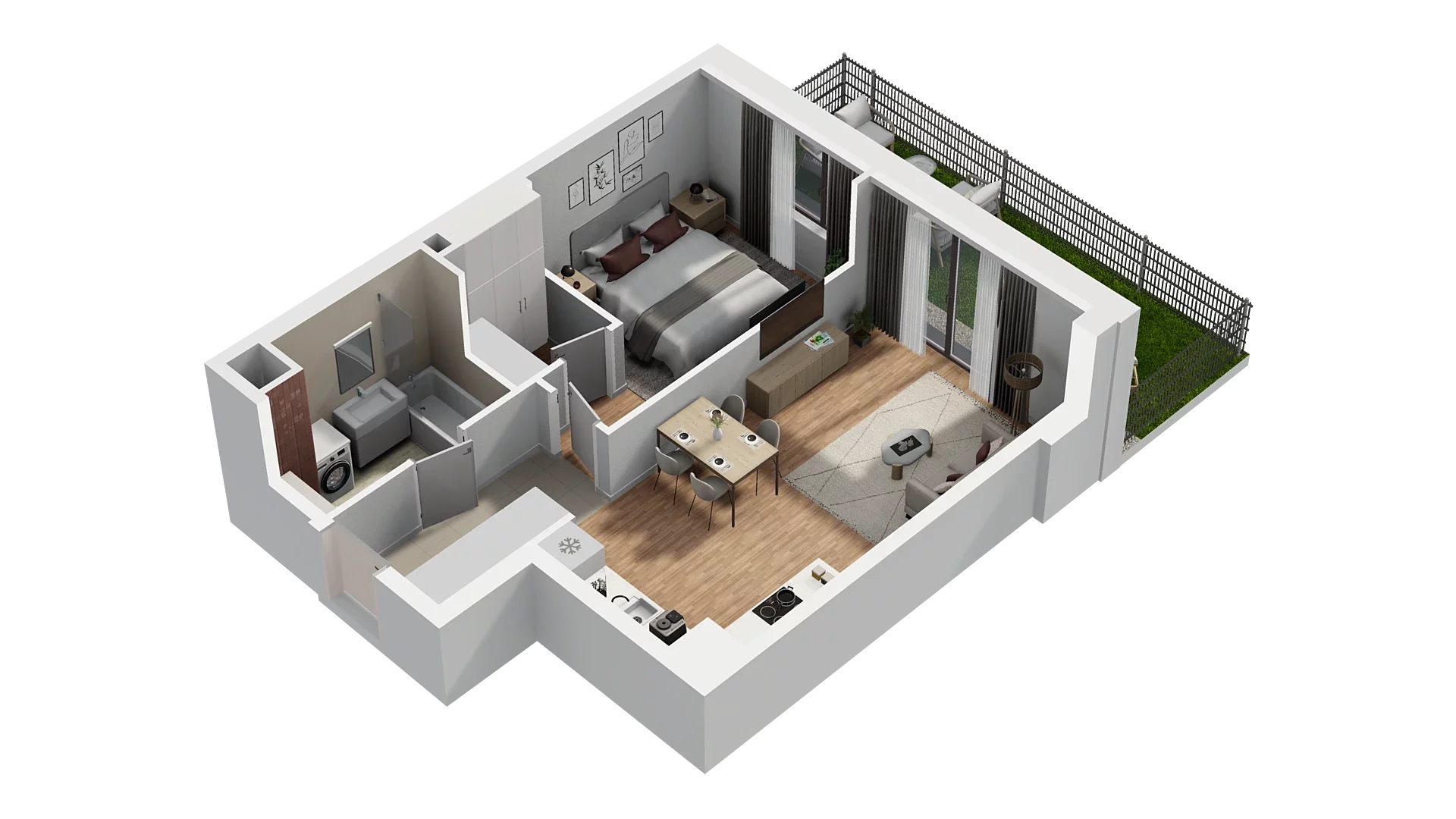 2 pokoje, mieszkanie 48,38 m², parter, oferta nr A4.0.03, Zakole Wisły, Kraków, Podgórze, ul. Na Zakolu Wisły