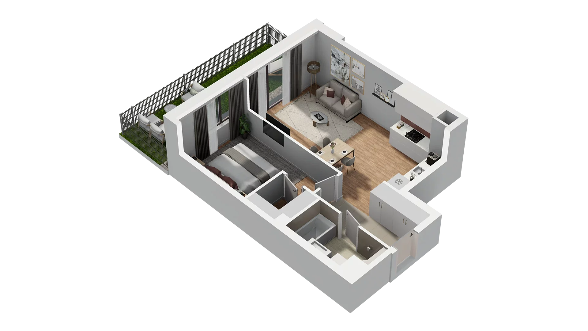 2 pokoje, mieszkanie 48,38 m², parter, oferta nr A4.0.03, Zakole Wisły, Kraków, Podgórze, ul. Na Zakolu Wisły