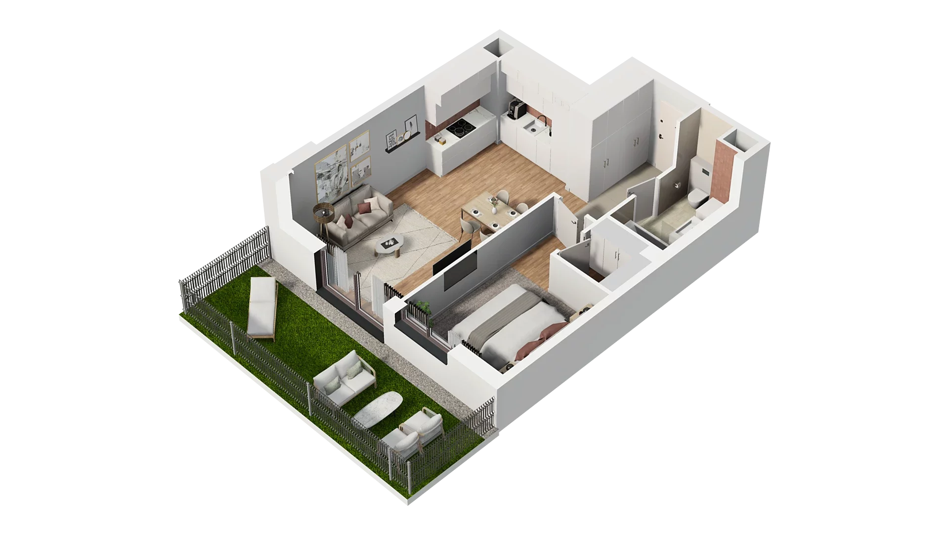 2 pokoje, mieszkanie 48,38 m², parter, oferta nr A4.0.03, Zakole Wisły, Kraków, Podgórze, ul. Na Zakolu Wisły