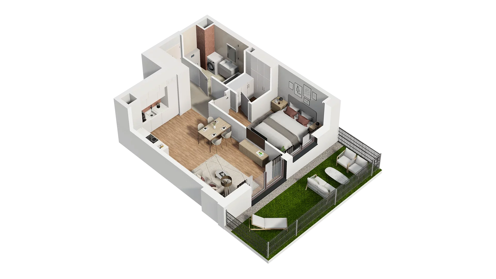 2 pokoje, mieszkanie 48,38 m², parter, oferta nr A4.0.03, Zakole Wisły, Kraków, Podgórze, ul. Na Zakolu Wisły
