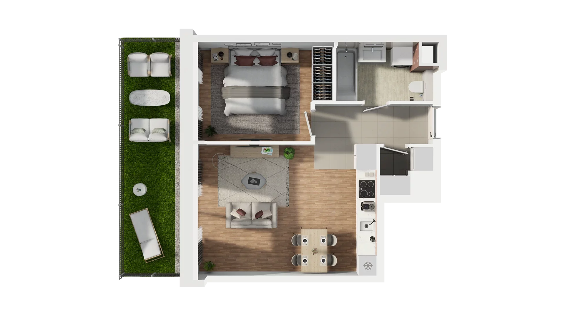 2 pokoje, mieszkanie 45,48 m², parter, oferta nr A5.0.25, Zakole Wisły, Kraków, Podgórze, ul. Na Zakolu Wisły