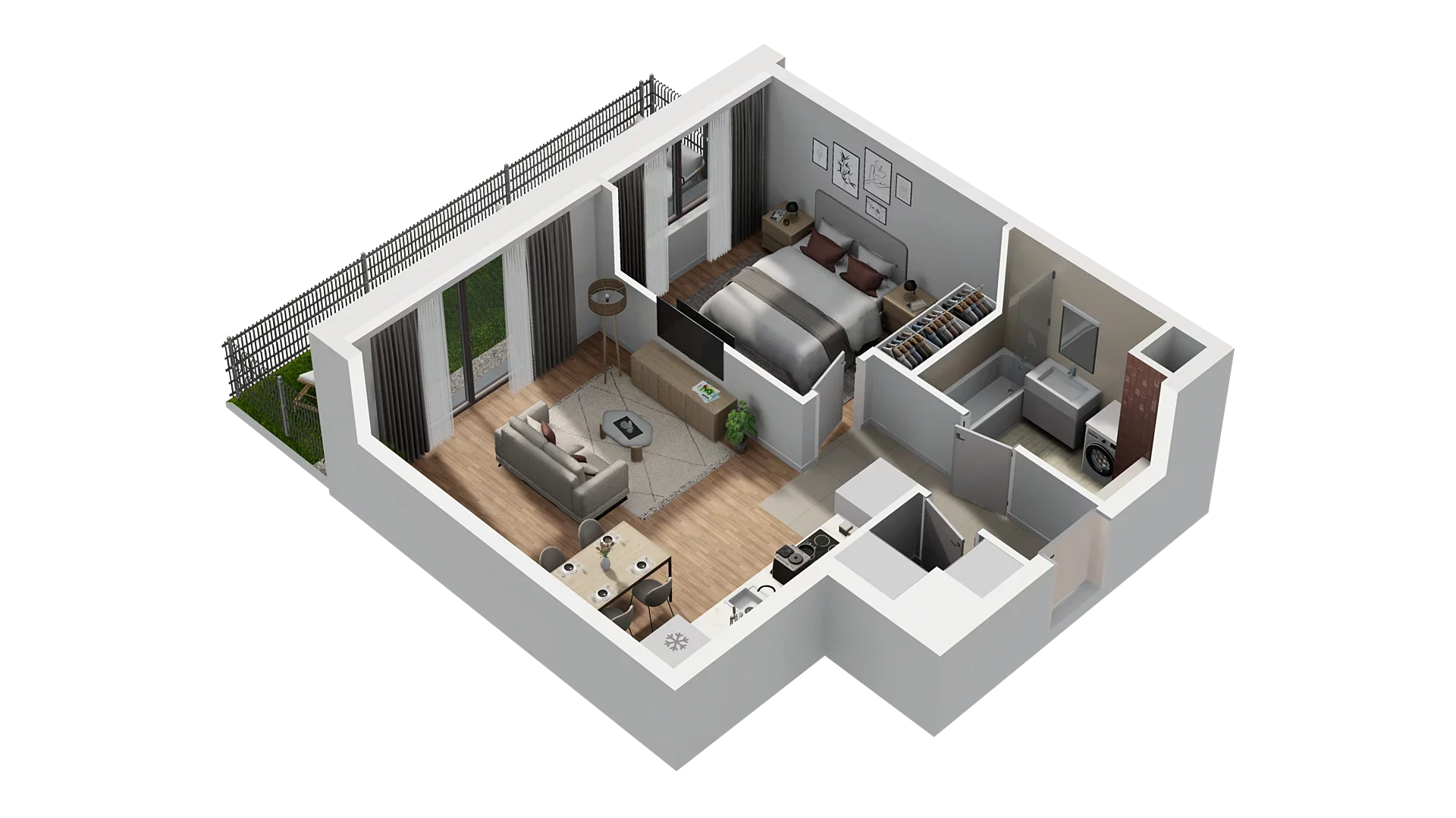 2 pokoje, mieszkanie 45,48 m², parter, oferta nr A5.0.25, Zakole Wisły, Kraków, Podgórze, ul. Na Zakolu Wisły