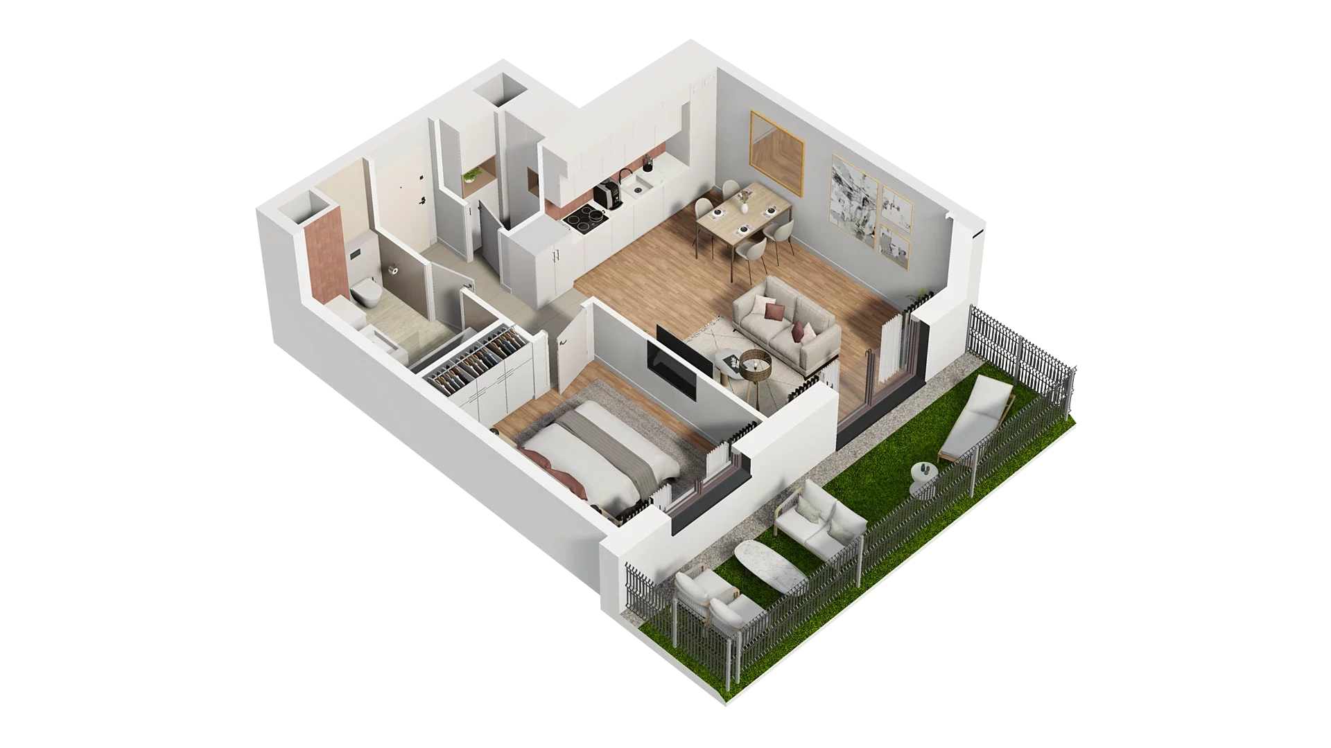2 pokoje, mieszkanie 45,48 m², parter, oferta nr A5.0.25, Zakole Wisły, Kraków, Podgórze, ul. Na Zakolu Wisły
