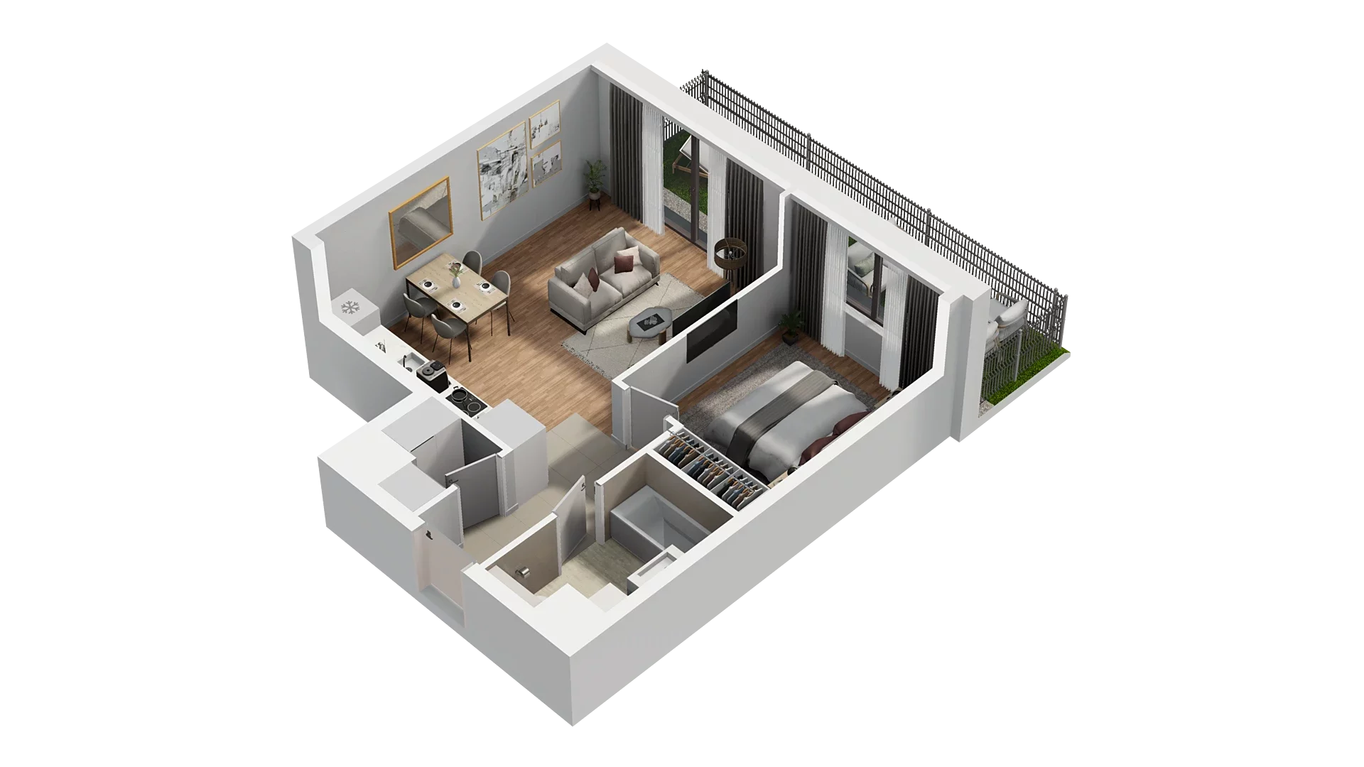 2 pokoje, mieszkanie 45,48 m², parter, oferta nr A5.0.25, Zakole Wisły, Kraków, Podgórze, ul. Na Zakolu Wisły