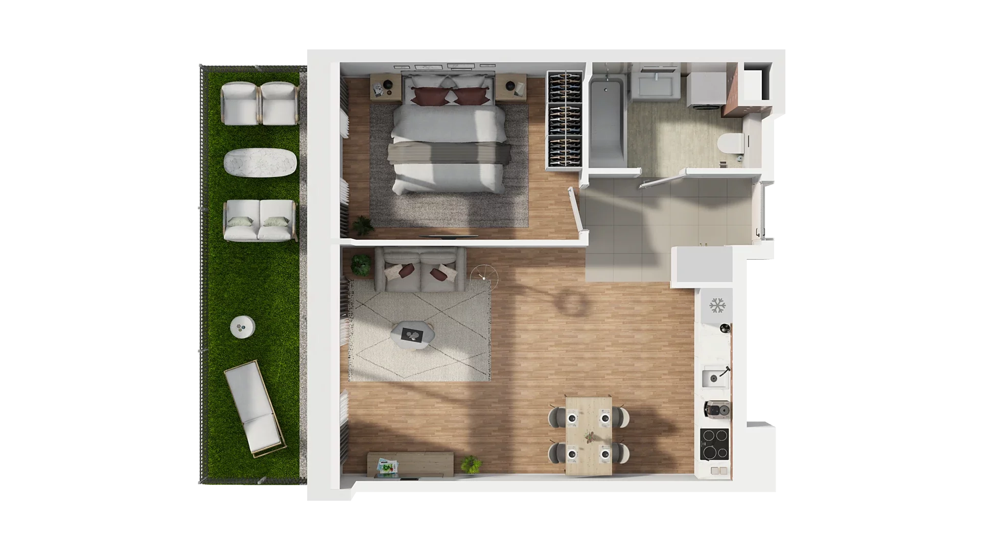 2 pokoje, mieszkanie 48,63 m², parter, oferta nr A5.0.26, Zakole Wisły, Kraków, Podgórze, ul. Na Zakolu Wisły