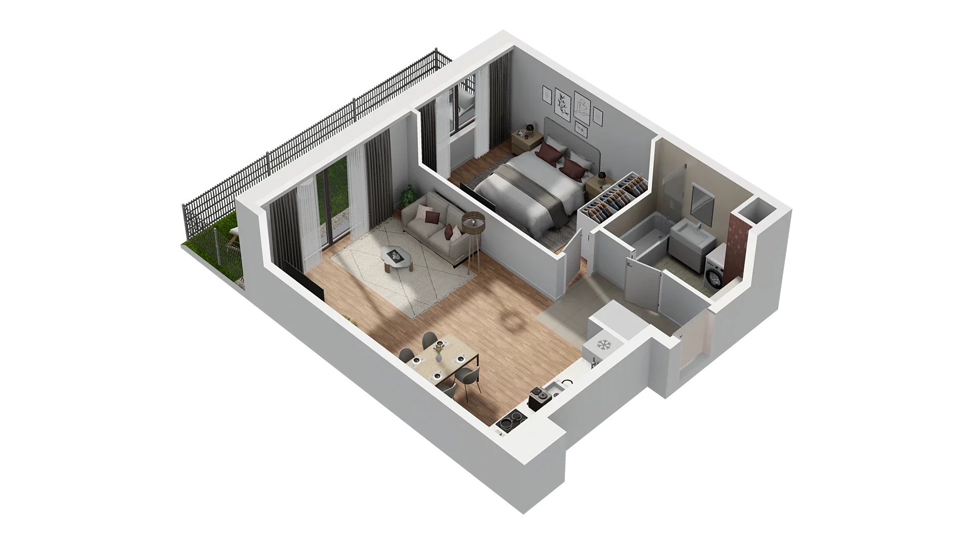 2 pokoje, mieszkanie 48,63 m², parter, oferta nr A5.0.26, Zakole Wisły, Kraków, Podgórze, ul. Na Zakolu Wisły