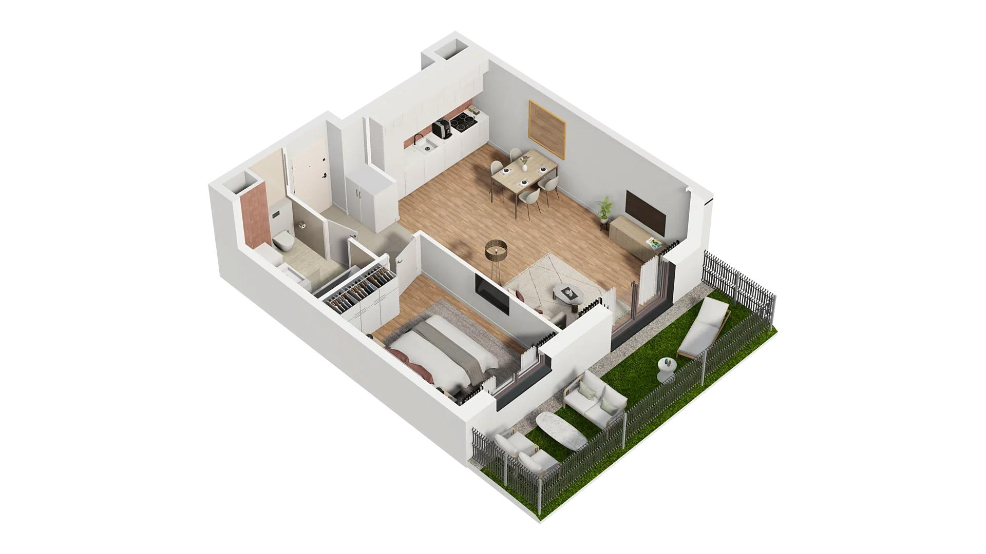 2 pokoje, mieszkanie 48,63 m², parter, oferta nr A5.0.26, Zakole Wisły, Kraków, Podgórze, ul. Na Zakolu Wisły