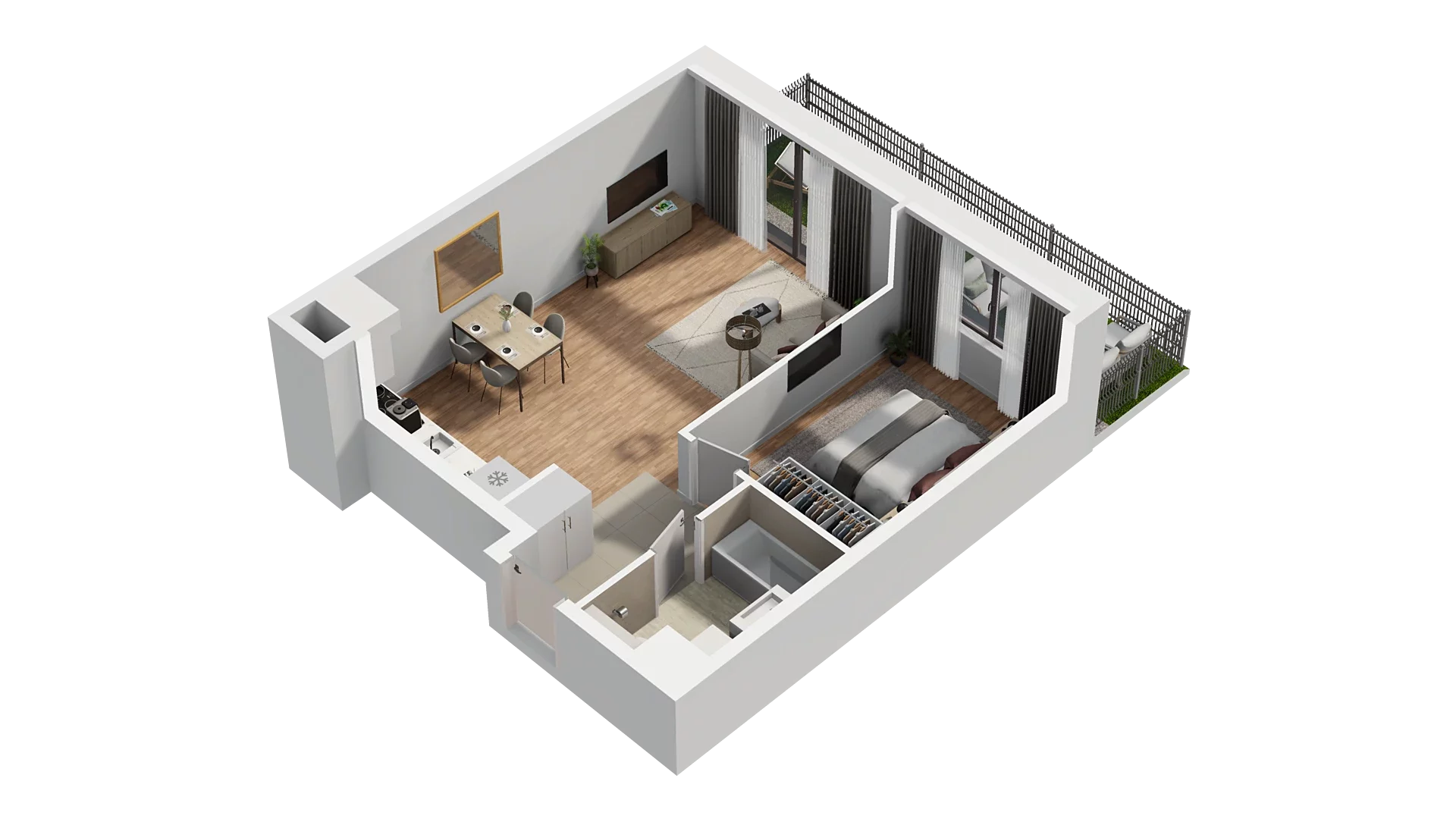 2 pokoje, mieszkanie 48,63 m², parter, oferta nr A5.0.26, Zakole Wisły, Kraków, Podgórze, ul. Na Zakolu Wisły