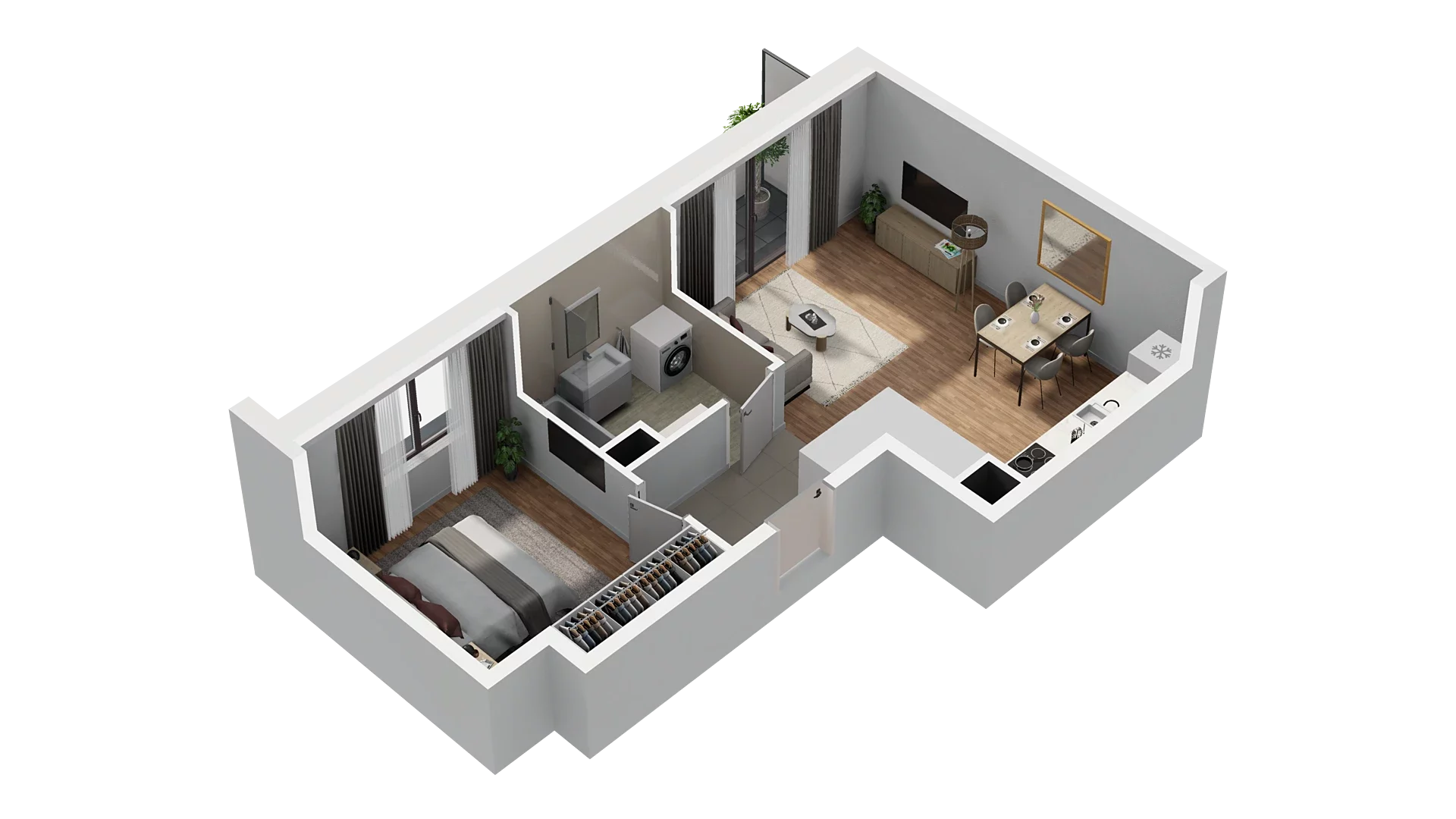 2 pokoje, mieszkanie 44,94 m², piętro 2, oferta nr A2.2.43, Zakole Wisły, Kraków, Podgórze, ul. Na Zakolu Wisły