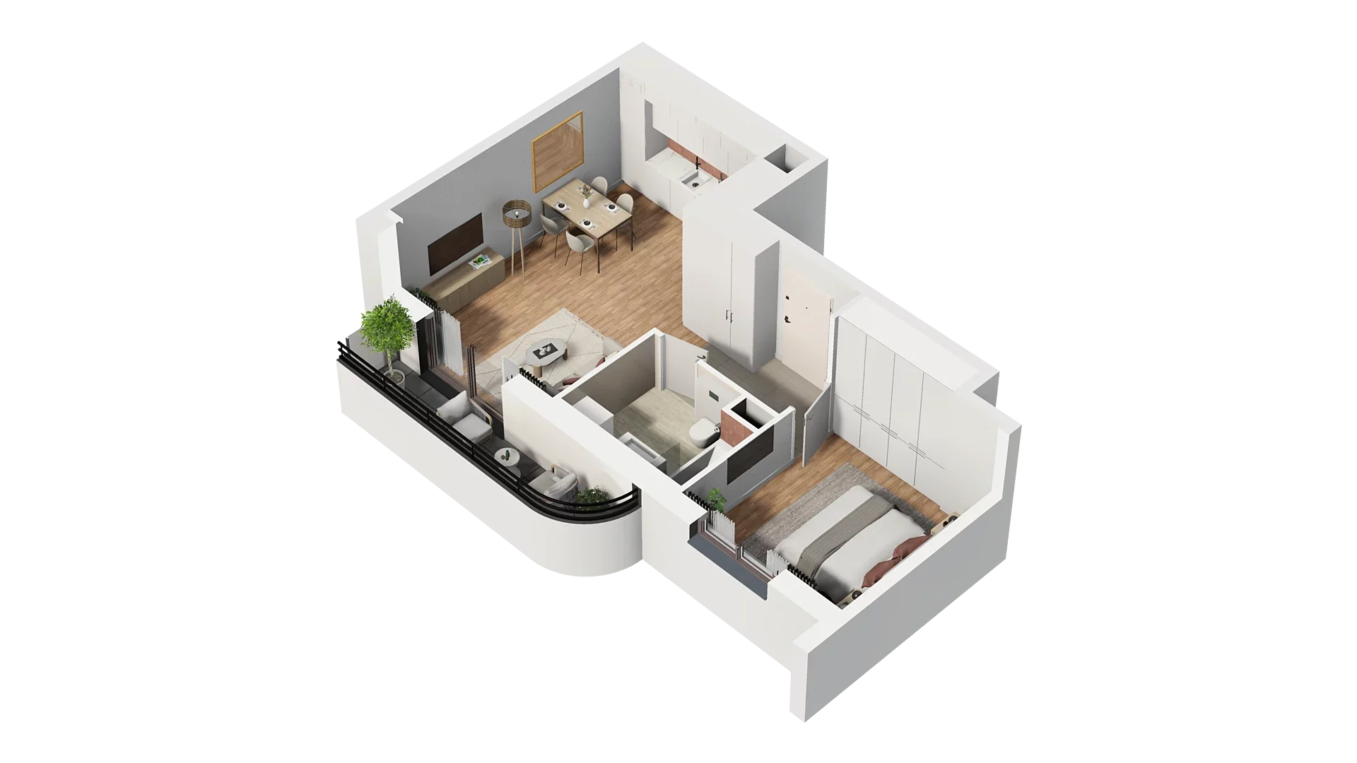 2 pokoje, mieszkanie 44,94 m², piętro 2, oferta nr A2.2.43, Zakole Wisły, Kraków, Podgórze, ul. Na Zakolu Wisły