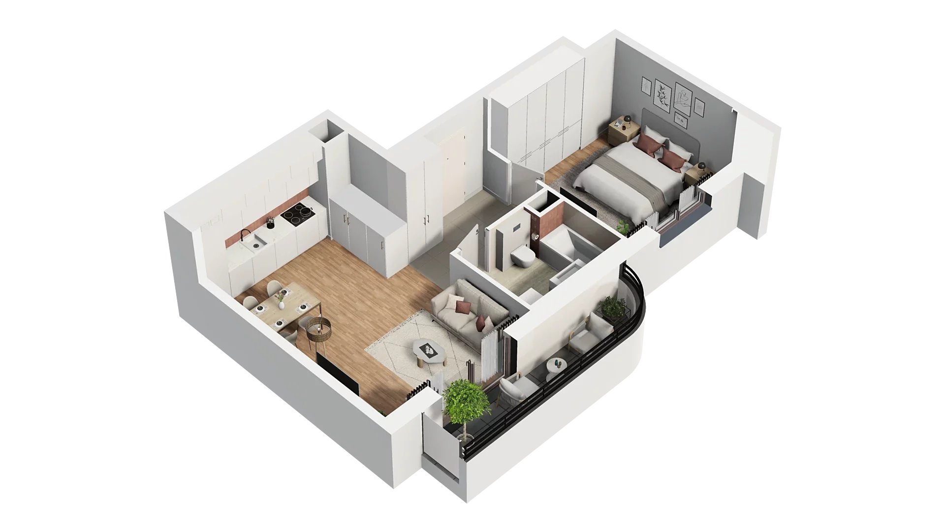 2 pokoje, mieszkanie 44,94 m², piętro 2, oferta nr A2.2.43, Zakole Wisły, Kraków, Podgórze, ul. Na Zakolu Wisły