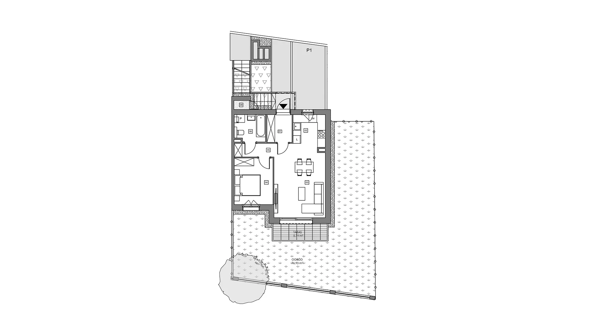 2 pokoje, mieszkanie 49,72 m², parter, oferta nr 14.1, Przystań Sobieszewo, Gdańsk, Wyspa Sobieszewska, ul. Narcyzowa