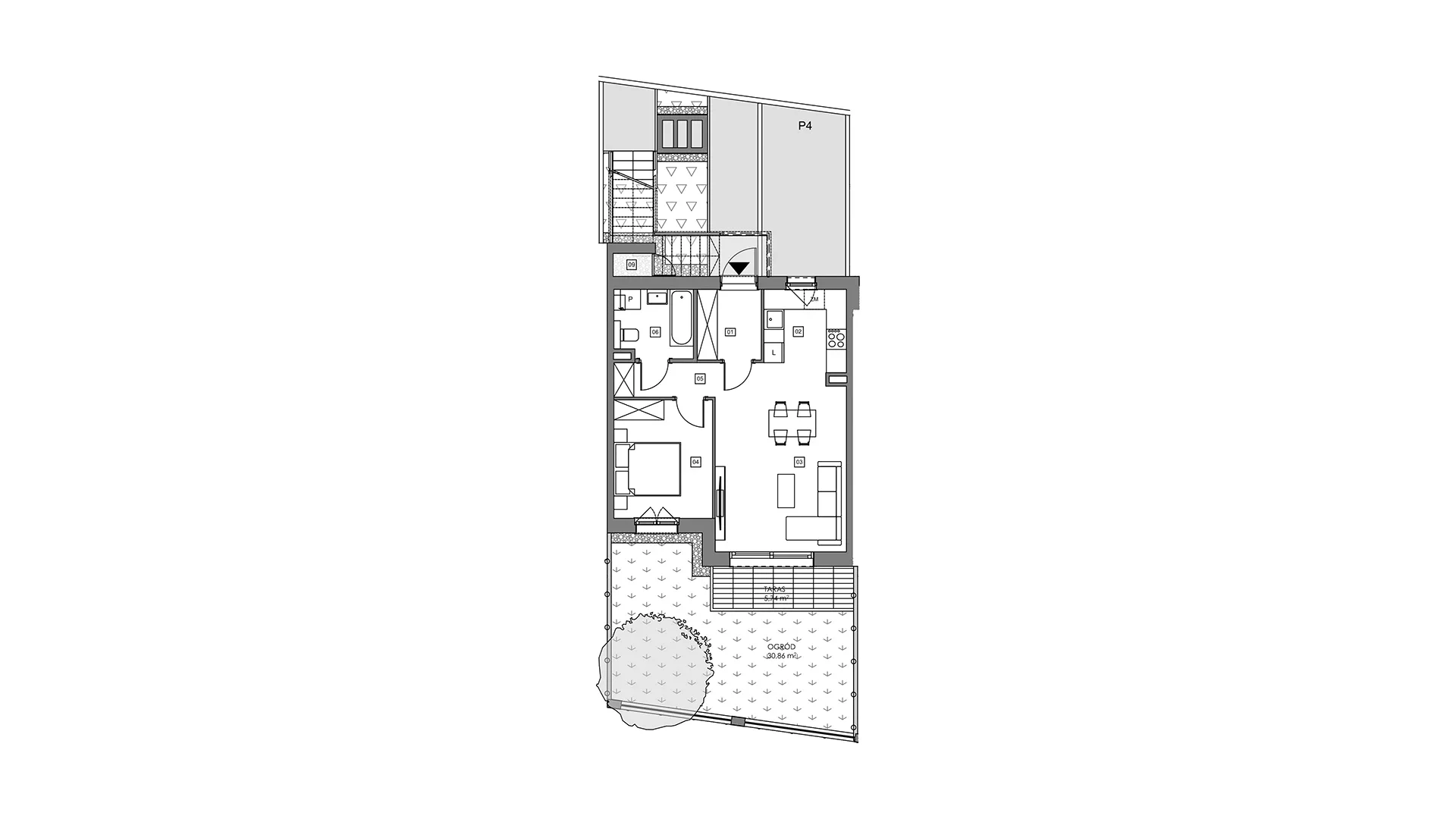 2 pokoje, mieszkanie 49,72 m², parter, oferta nr 14C.1, Przystań Sobieszewo, Gdańsk, Wyspa Sobieszewska, ul. Narcyzowa