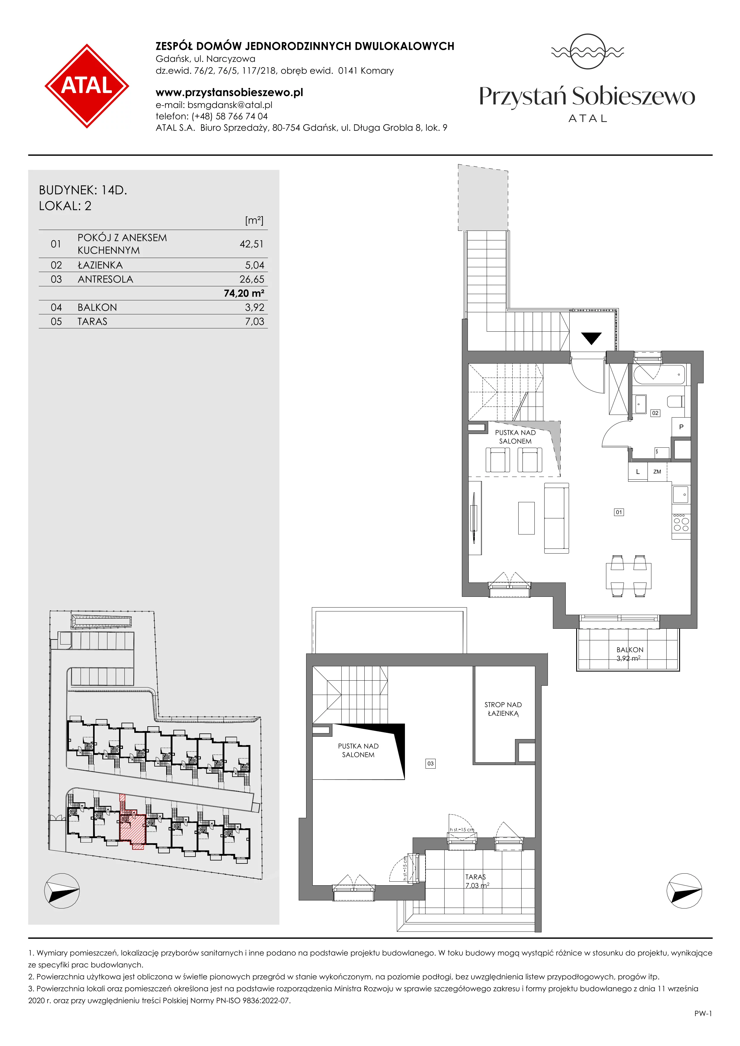 2 pokoje, mieszkanie 74,20 m², piętro 1, oferta nr 14D.2, Przystań Sobieszewo, Gdańsk, Wyspa Sobieszewska, ul. Narcyzowa