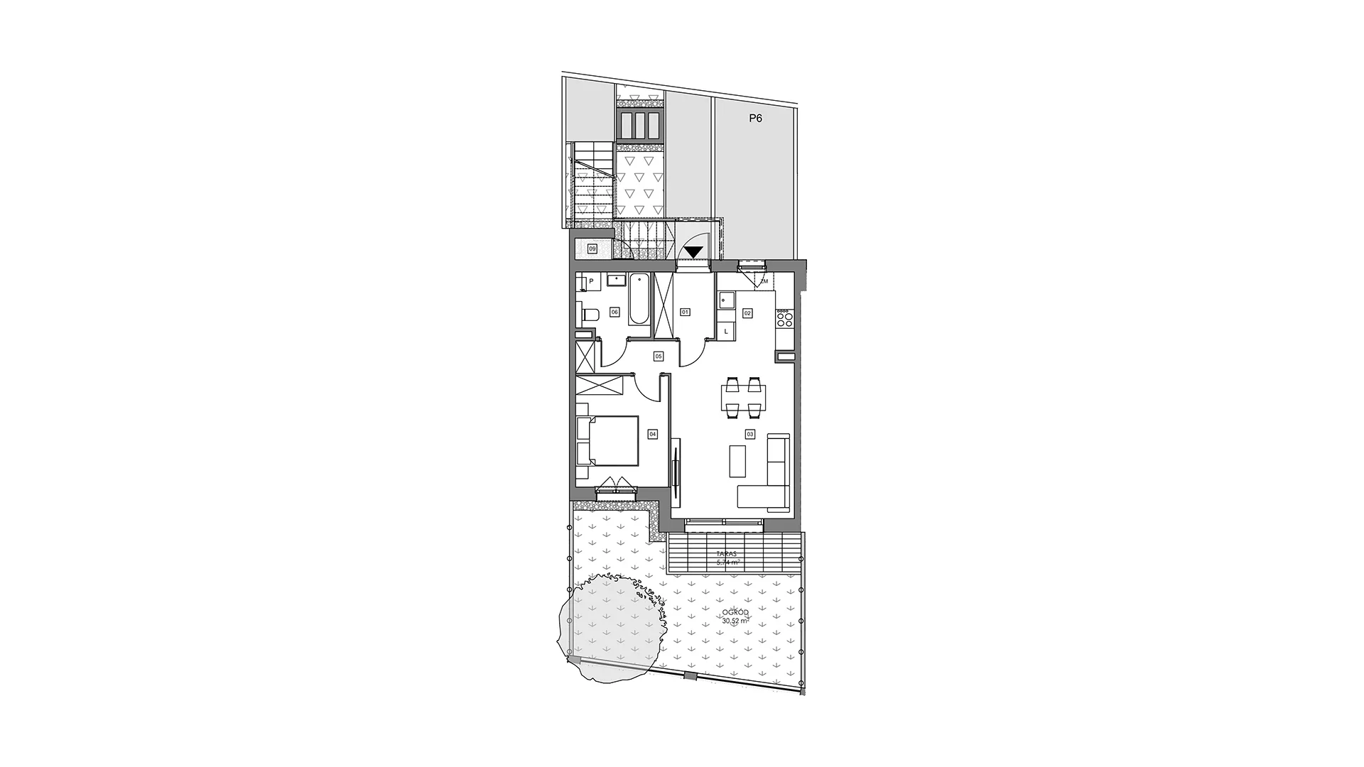 2 pokoje, mieszkanie 49,72 m², parter, oferta nr 14E.1, Przystań Sobieszewo, Gdańsk, Wyspa Sobieszewska, ul. Narcyzowa