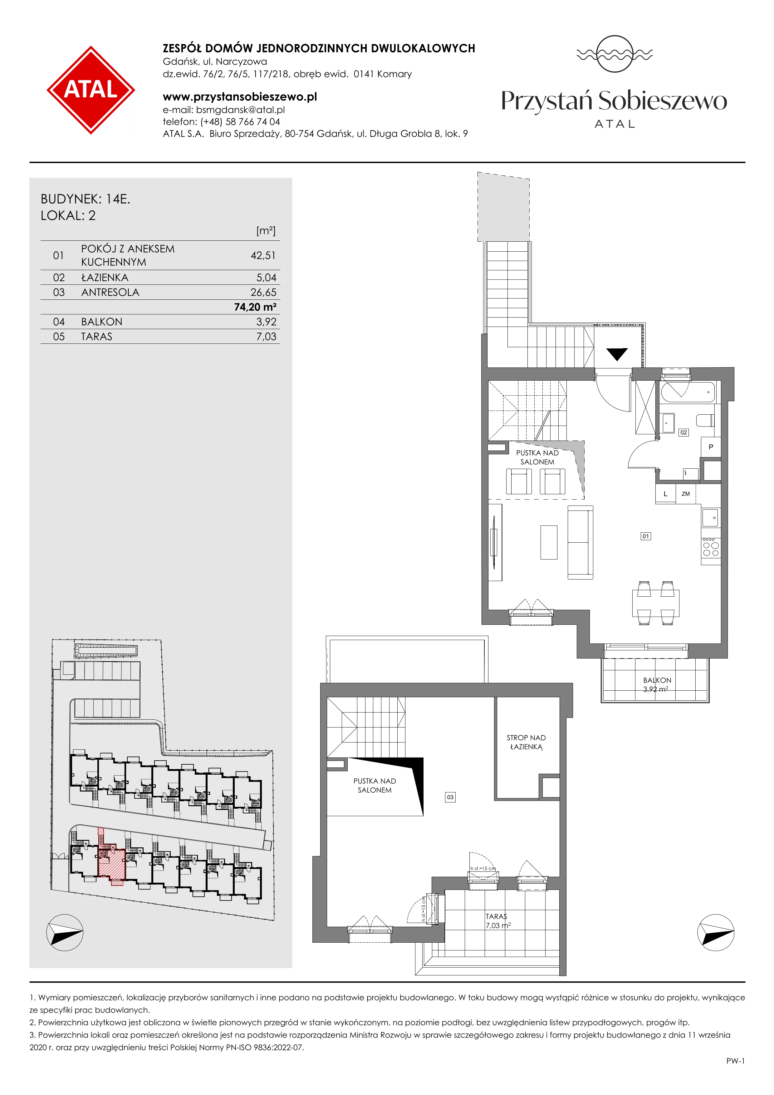 2 pokoje, mieszkanie 74,20 m², piętro 1, oferta nr 14E.2, Przystań Sobieszewo, Gdańsk, Wyspa Sobieszewska, ul. Narcyzowa