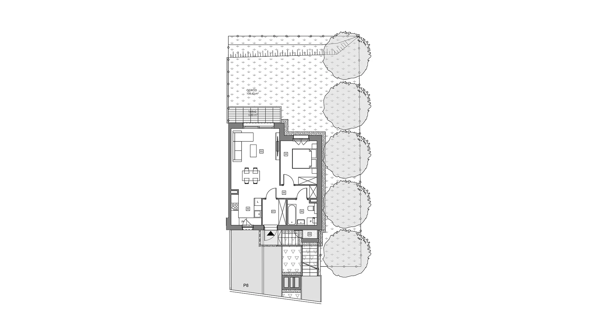 2 pokoje, mieszkanie 49,72 m², parter, oferta nr 16.1, Przystań Sobieszewo, Gdańsk, Wyspa Sobieszewska, ul. Narcyzowa