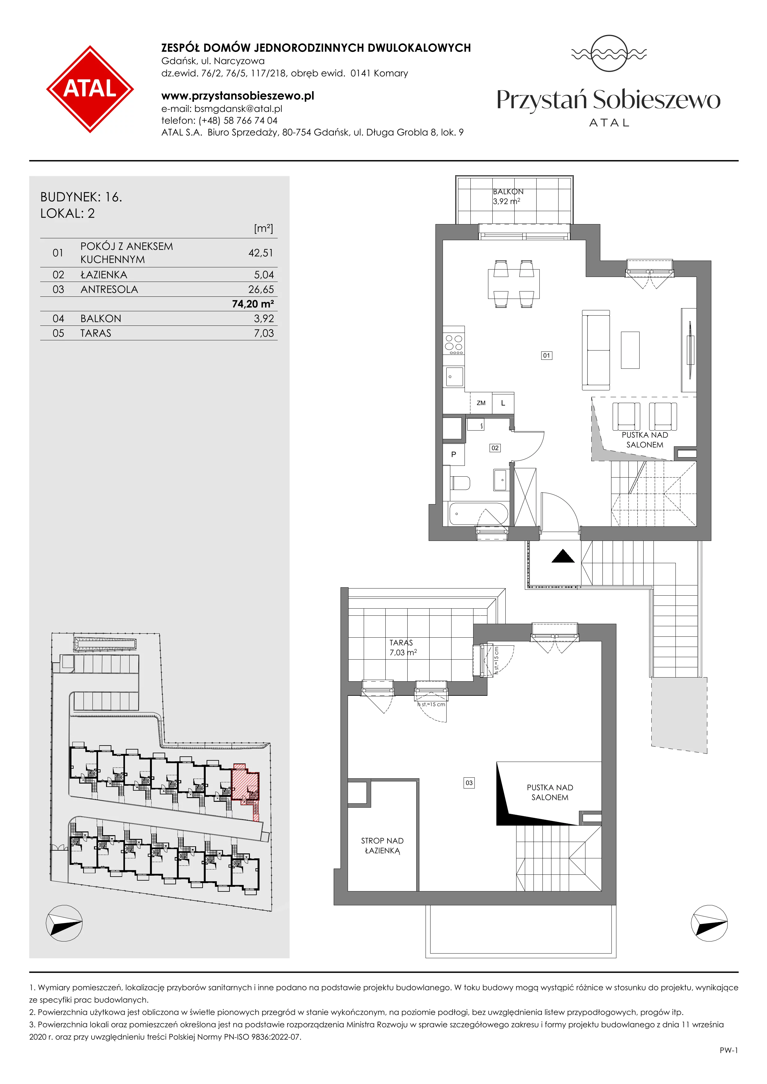 2 pokoje, mieszkanie 74,20 m², piętro 1, oferta nr 16.2, Przystań Sobieszewo, Gdańsk, Wyspa Sobieszewska, ul. Narcyzowa