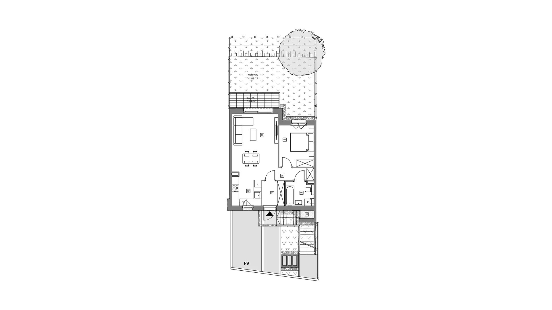 2 pokoje, mieszkanie 49,72 m², parter, oferta nr 16A.1, Przystań Sobieszewo, Gdańsk, Wyspa Sobieszewska, ul. Narcyzowa