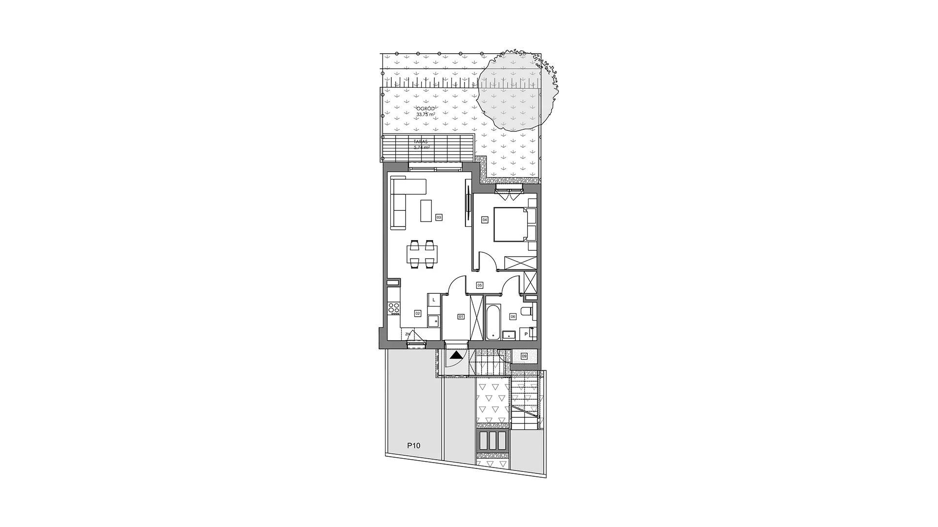 2 pokoje, mieszkanie 49,72 m², parter, oferta nr 16B.1, Przystań Sobieszewo, Gdańsk, Wyspa Sobieszewska, ul. Narcyzowa