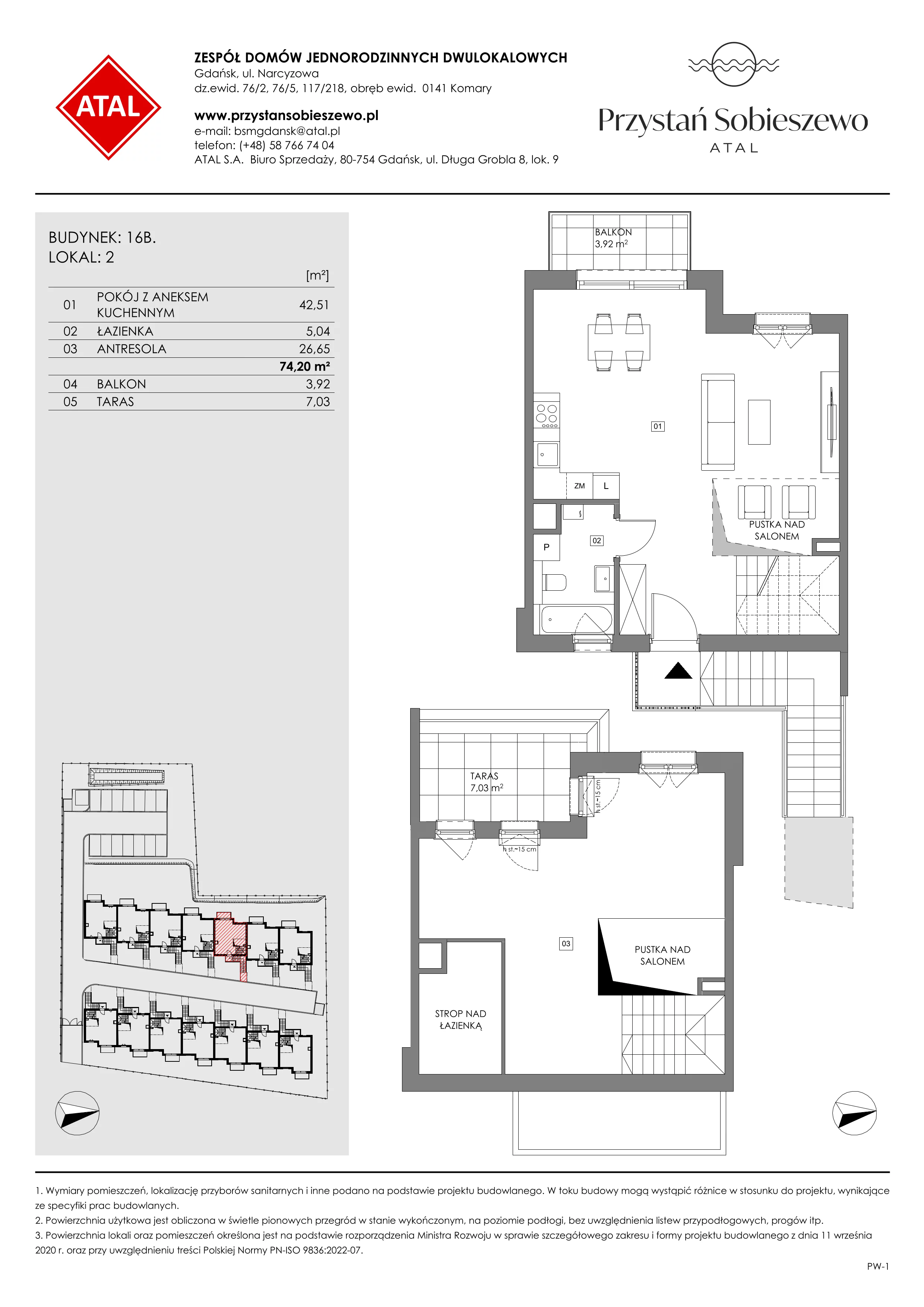 2 pokoje, mieszkanie 74,20 m², piętro 1, oferta nr 16B.2, Przystań Sobieszewo, Gdańsk, Wyspa Sobieszewska, ul. Narcyzowa