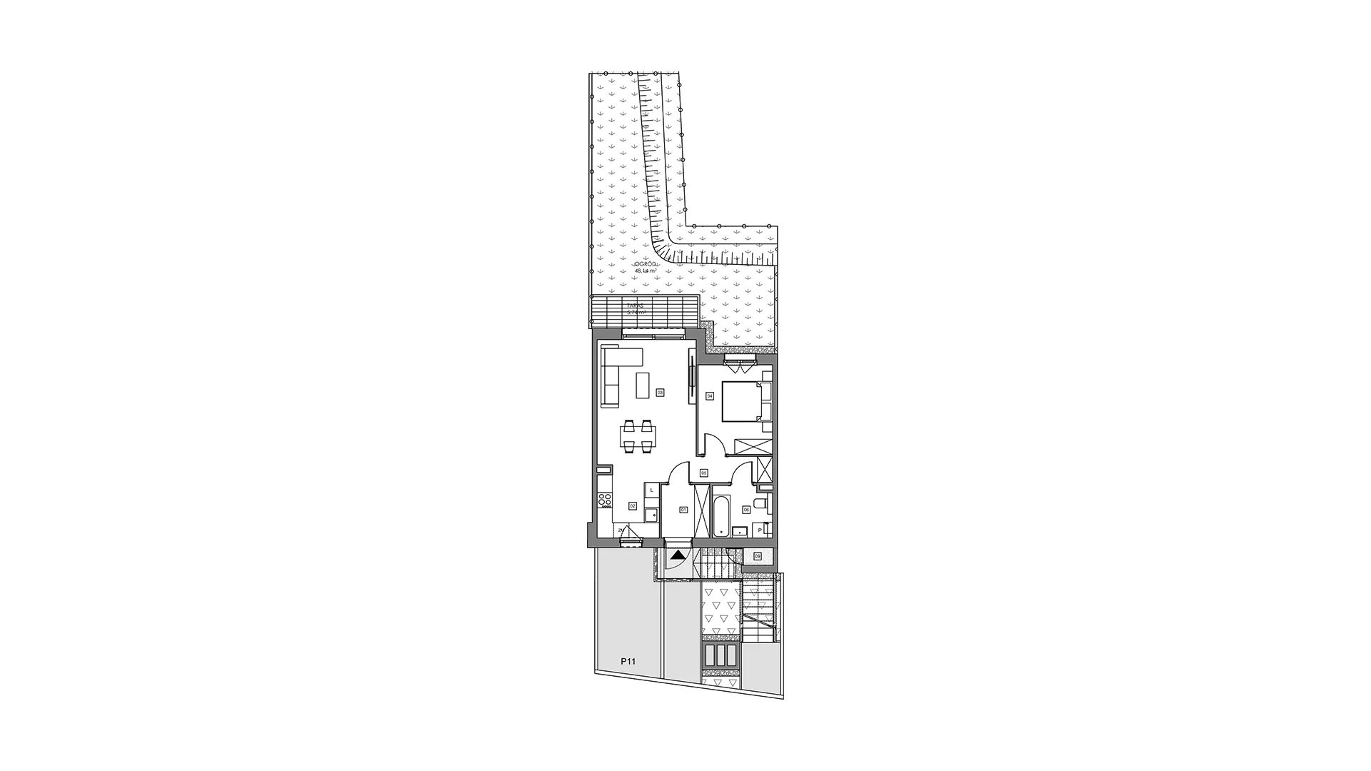 2 pokoje, mieszkanie 49,72 m², parter, oferta nr 16C.1, Przystań Sobieszewo, Gdańsk, Wyspa Sobieszewska, ul. Narcyzowa