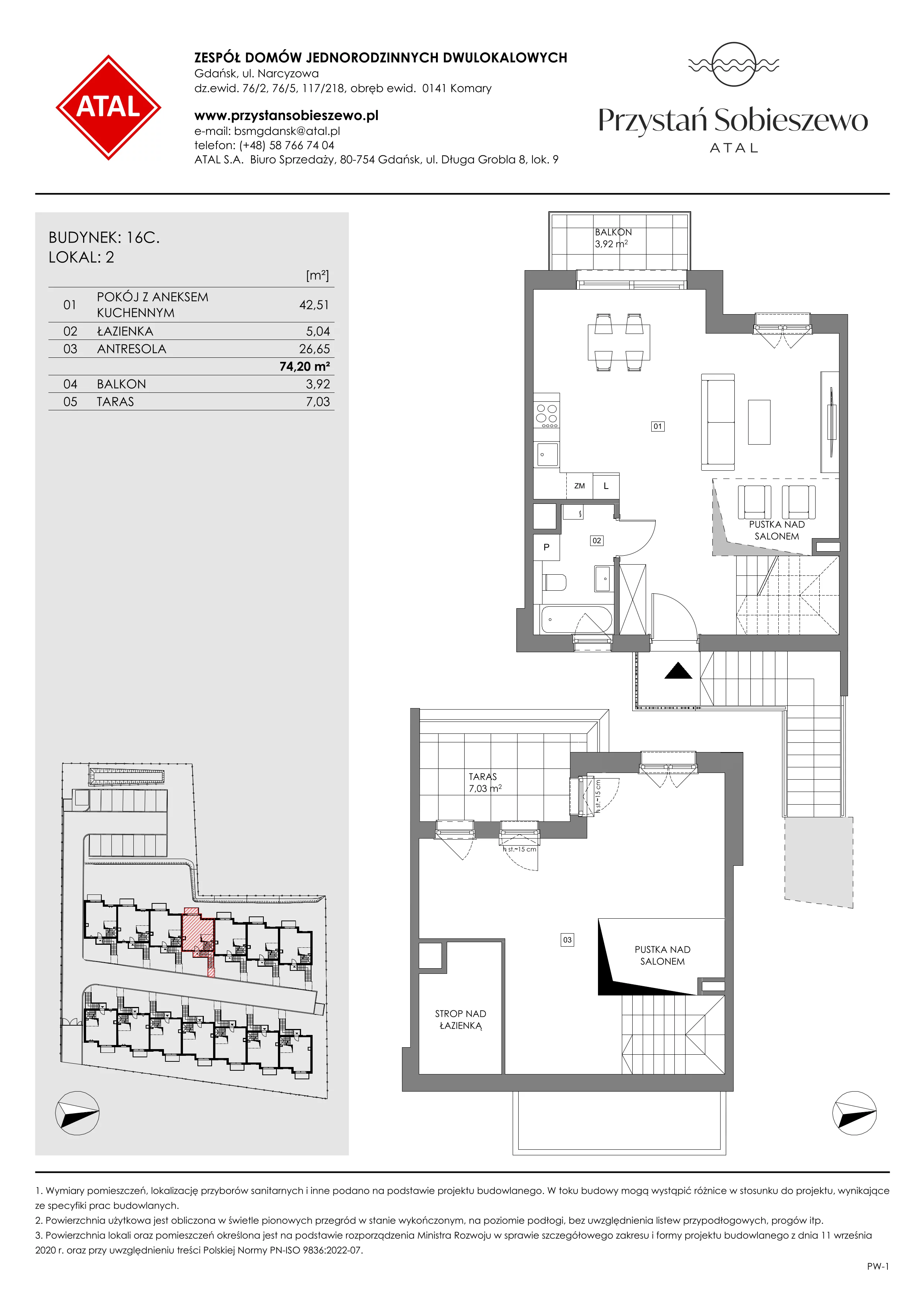 2 pokoje, mieszkanie 74,20 m², piętro 1, oferta nr 16C.2, Przystań Sobieszewo, Gdańsk, Wyspa Sobieszewska, ul. Narcyzowa