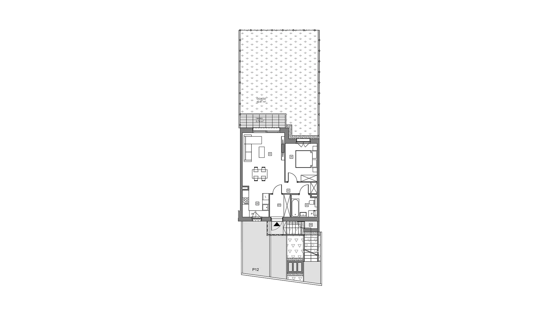 2 pokoje, mieszkanie 49,72 m², parter, oferta nr 16D.1, Przystań Sobieszewo, Gdańsk, Wyspa Sobieszewska, ul. Narcyzowa