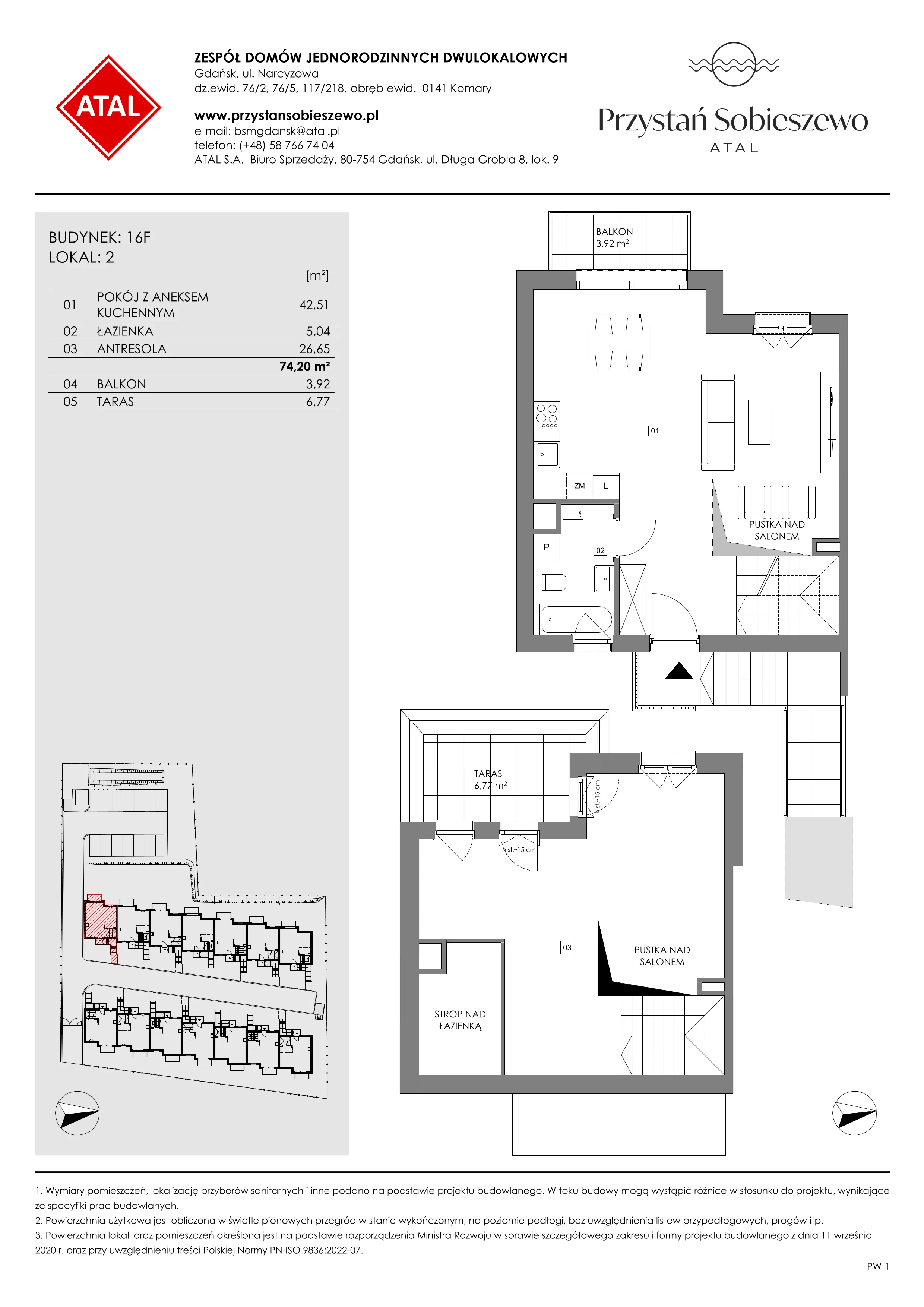 2 pokoje, mieszkanie 74,20 m², piętro 1, oferta nr 16F.2, Przystań Sobieszewo, Gdańsk, Wyspa Sobieszewska, ul. Narcyzowa