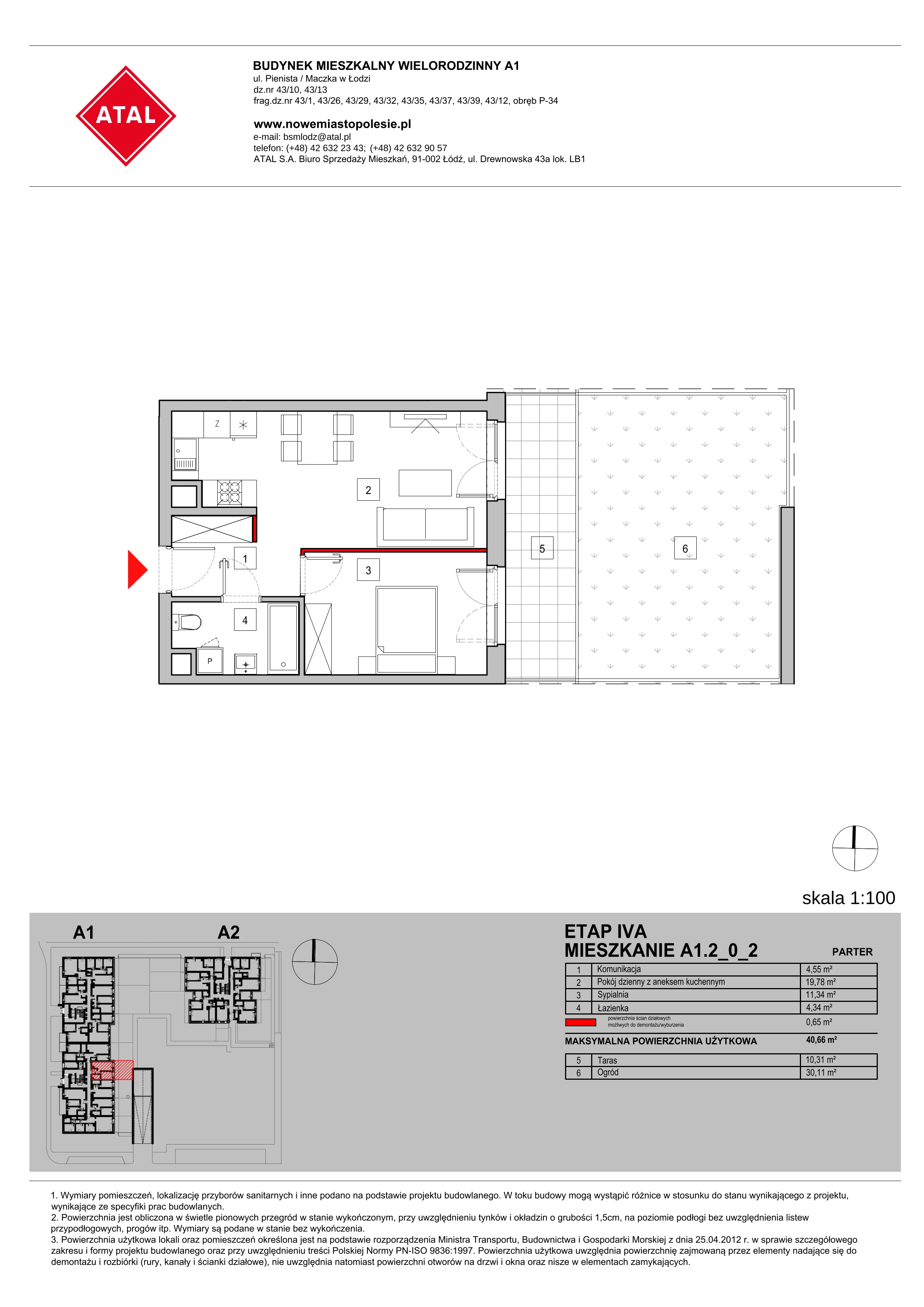 Mieszkanie 40,66 m², parter, oferta nr A1.2_0_2, Nowe Miasto Polesie IV, Łódź, Polesie, Lublinek-Pienista, ul. Pienista