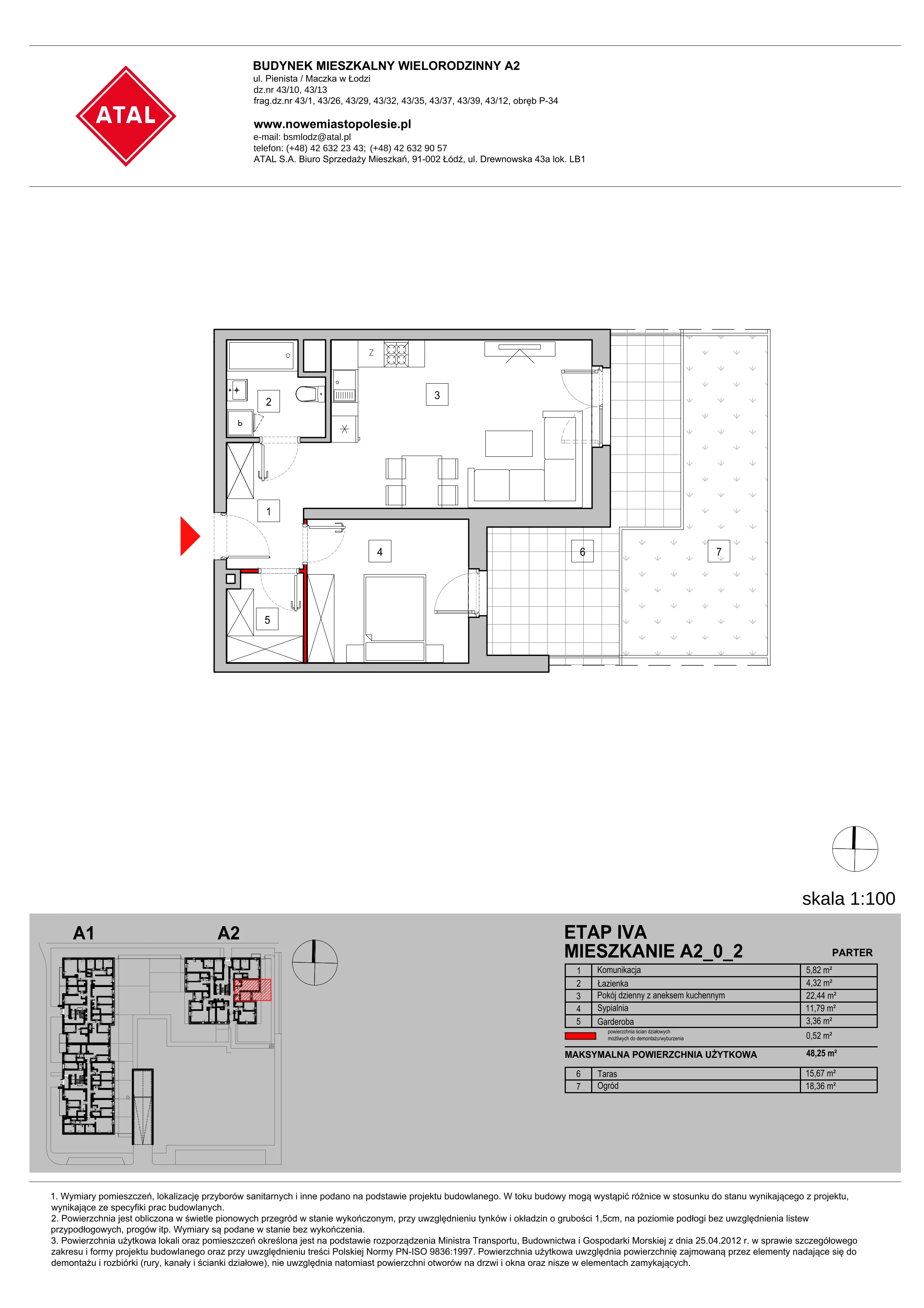 Mieszkanie 48,25 m², parter, oferta nr A2_0_2, Nowe Miasto Polesie IV, Łódź, Polesie, Lublinek-Pienista, ul. Pienista