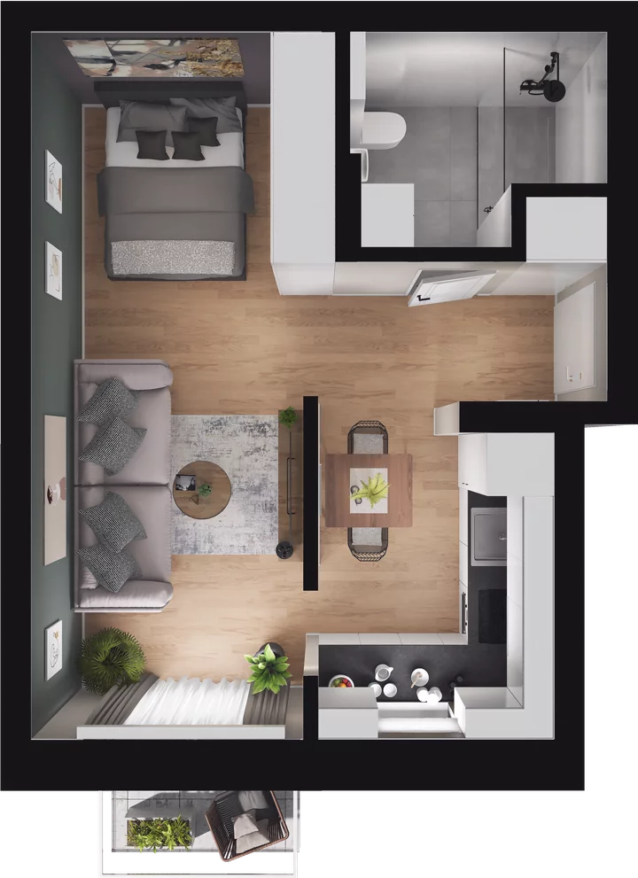 2 pokoje, mieszkanie 47,15 m², piętro 4, oferta nr B-4-M10, Panorama Reden, Chorzów, Centrum, Centrum, ul. Piotra Skargi