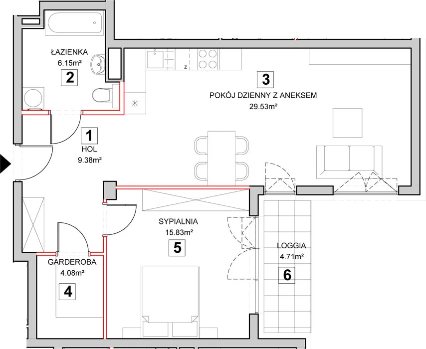 Mieszkanie 66,47 m², piętro 1, oferta nr 5-1-2, Zakątek Harmonia II, Warszawa, Białołęka, Szamocin, ul. Płochocińska