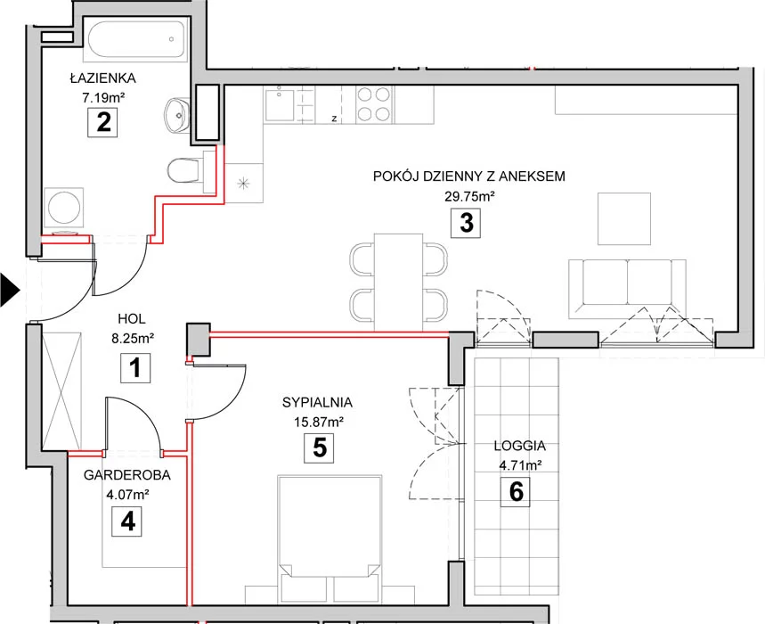 Mieszkanie 66,52 m², piętro 2, oferta nr 5-2-2, Zakątek Harmonia II, Warszawa, Białołęka, Szamocin, ul. Płochocińska