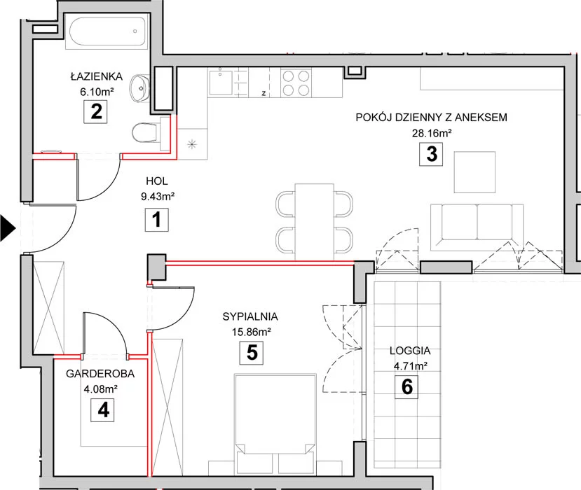 Mieszkanie 65,12 m², piętro 2, oferta nr 6-2-2, Zakątek Harmonia II, Warszawa, Białołęka, Szamocin, ul. Płochocińska