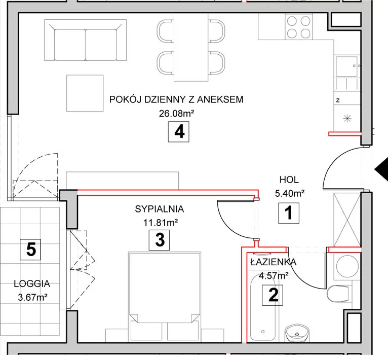 Mieszkanie 49,22 m², piętro 2, oferta nr 6-2-7, Zakątek Harmonia II, Warszawa, Białołęka, Szamocin, ul. Płochocińska