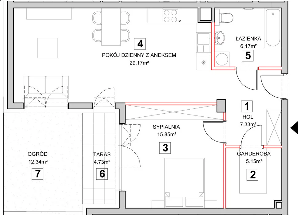 Mieszkanie 65,52 m², parter, oferta nr 7-0-7, Zakątek Harmonia II, Warszawa, Białołęka, Szamocin, ul. Płochocińska