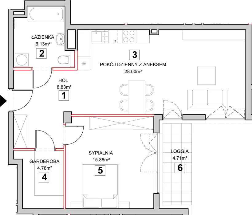 Mieszkanie 65,21 m², piętro 1, oferta nr 7-1-2, Zakątek Harmonia II, Warszawa, Białołęka, Szamocin, ul. Płochocińska