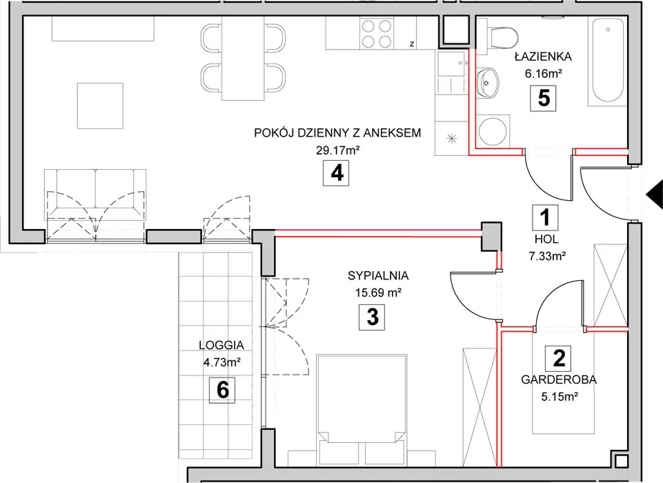 Mieszkanie 65,50 m², piętro 1, oferta nr 7-1-9, Zakątek Harmonia II, Warszawa, Białołęka, Szamocin, ul. Płochocińska